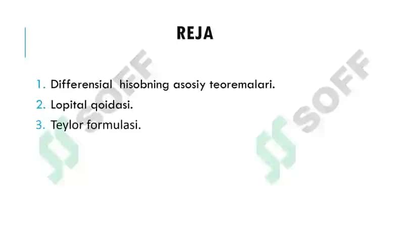 DIFFERENSIAL HISOBNING ASOSIY TEOREMALARI 2