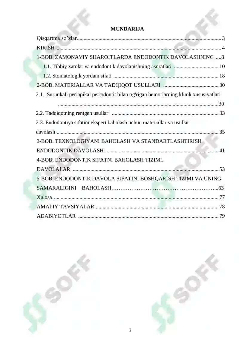 Endodontik davolash sifatini boshqarishda uslubiy yondashuvlar 2