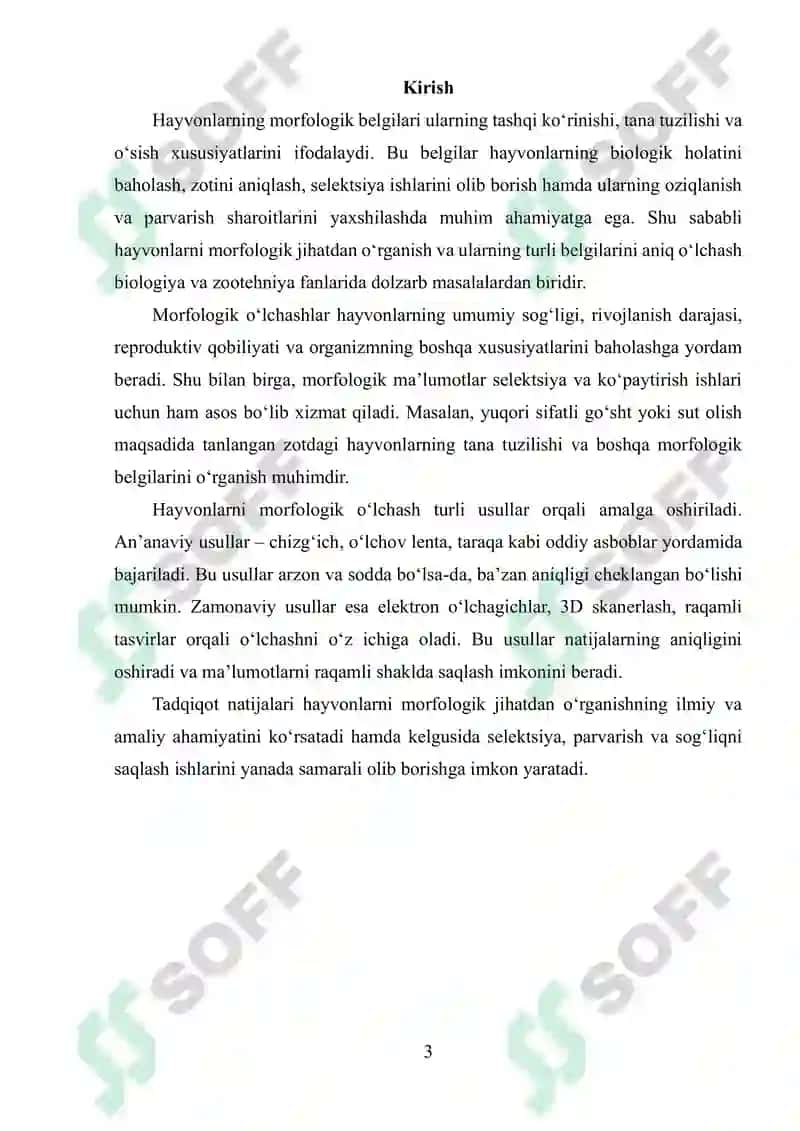 Hayvonlarni morfologik belgilari va ularning o'lchash jarayoni 2