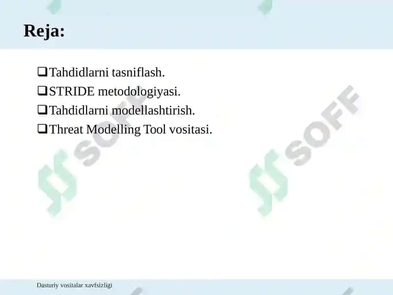 Dasturiy vositalar xavfsizligi 2