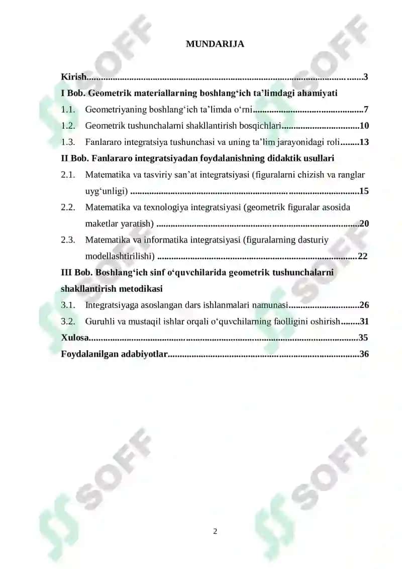 Boshlangʻich sinif matematika kursida gemetrik materialni oʻrganish 2
