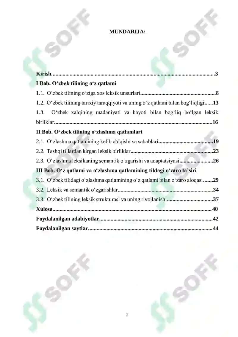 OʻZBEK TILI LEKSIKASI: OʻZ QATLAM VA OʻZLASHMA QATLAM 2