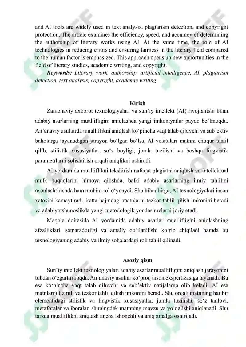 Adabiy asarlar muallifligini AI yordamida tekshirishning afzalliklari 2