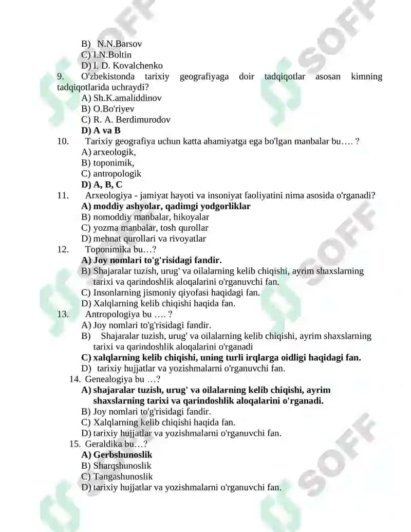 Tarixiy geografiya-testlar 2