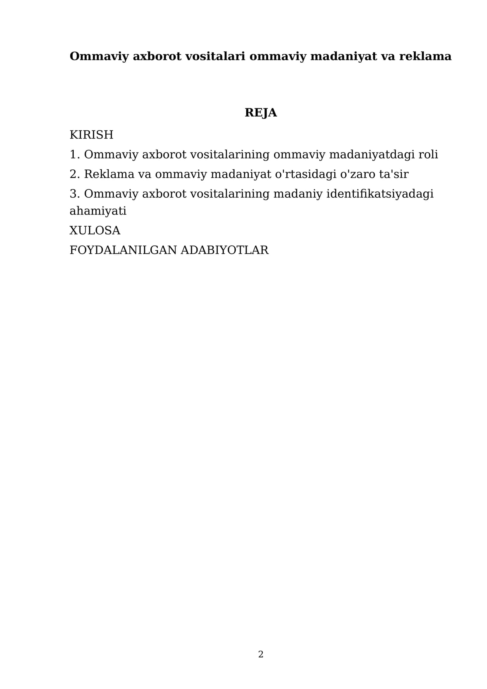 Ommaviy axborot vositalari ommaviy madaniyat va reklama 2