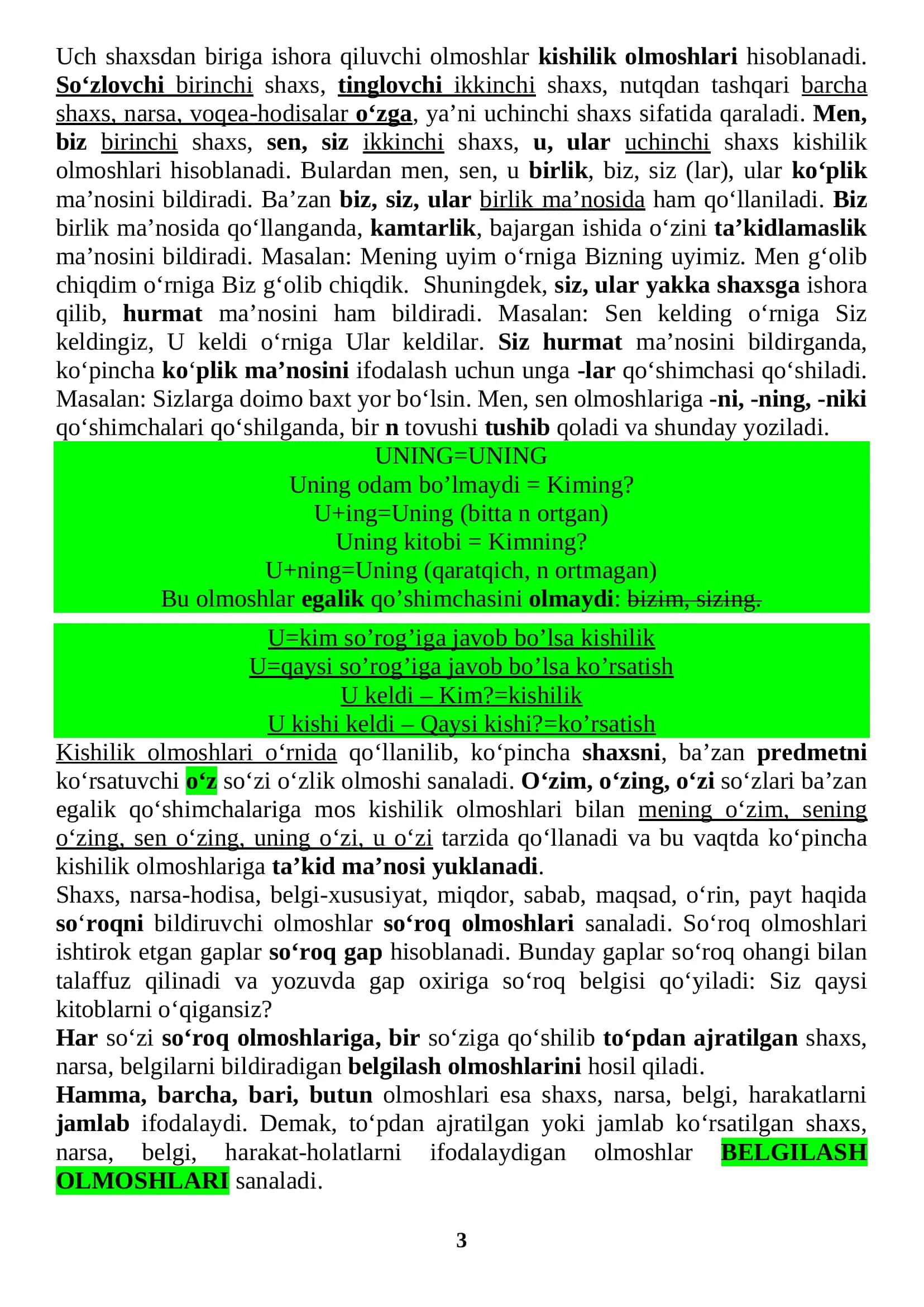 7 -ona tili sertifikat mavzulashtirilgan testlar bilan. 2