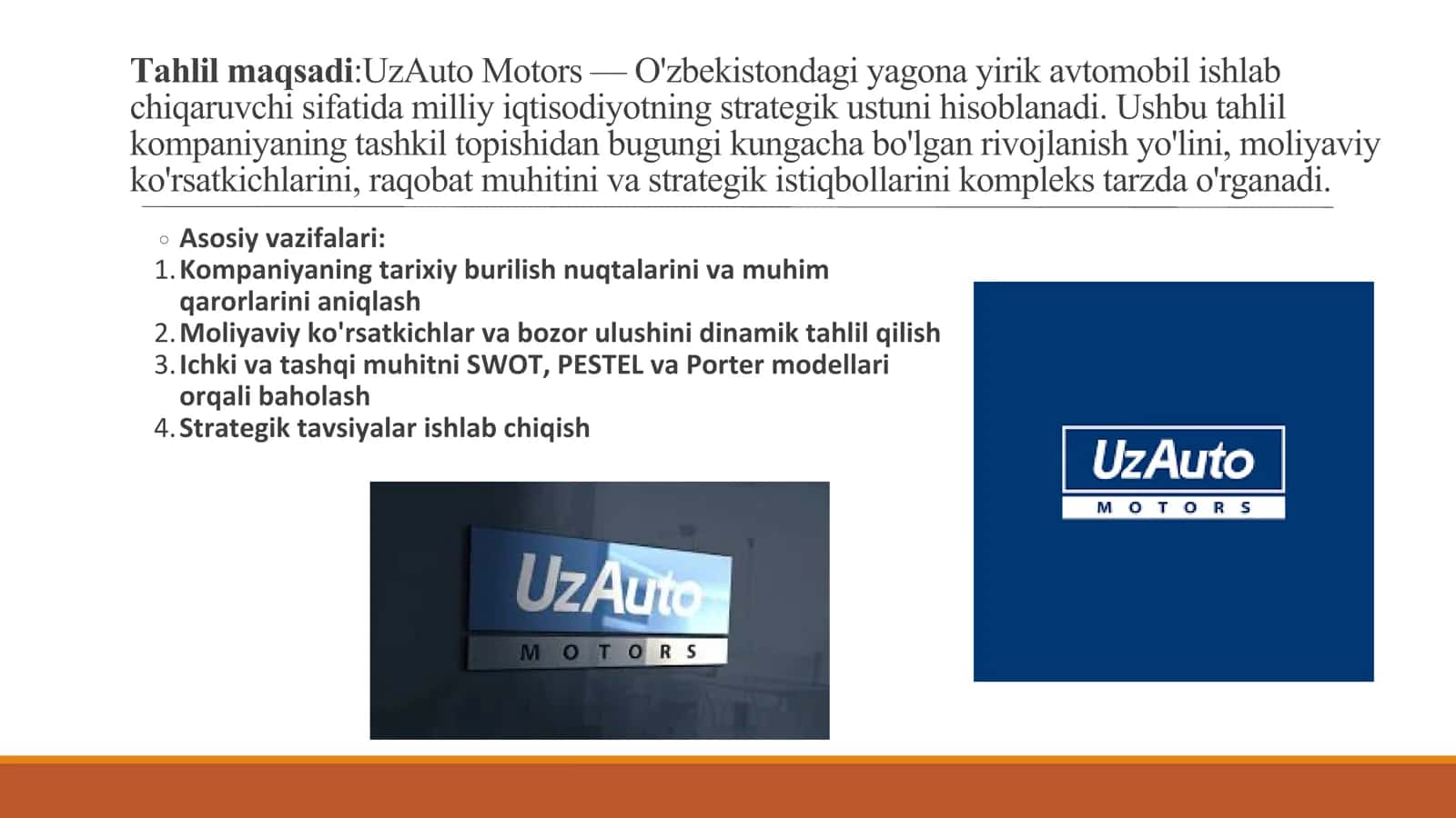 "Strategik boshqaruv" fanidan tayyorlagan mustaqil ishi 2
