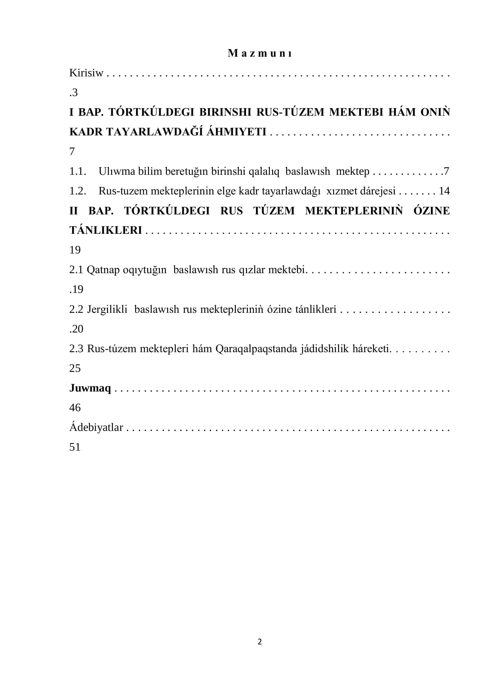 ÓZBEKSTAN RESPUBLIKASÍ JOQARÍ HÁM ORTA ARNAWLÍ BILIMLENDIRIW MINISTRLIGI ÁJINIYAZ ATÍNDAǴÍ NÓKIS MAMLEKETLIK PEDAGOGIKALÍQ INSTITUTÍ Pedagogika fakulteti Pedagogika kafedrası 2