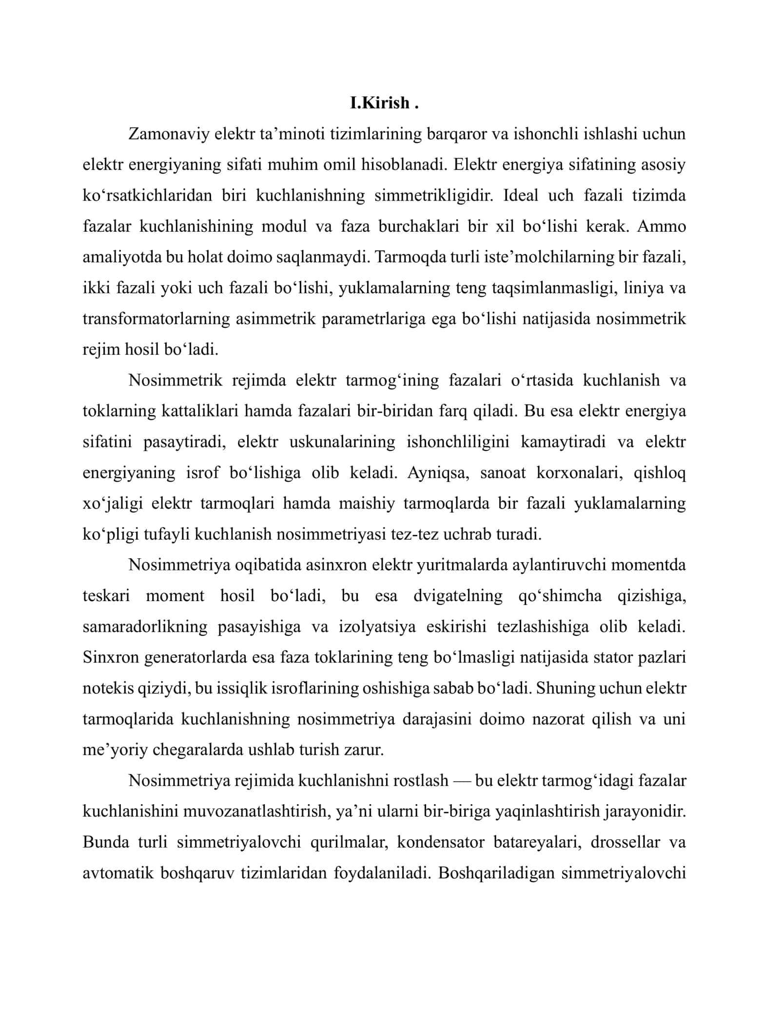 Nosimetriya rejimda kuchlanishni rostlash 2
