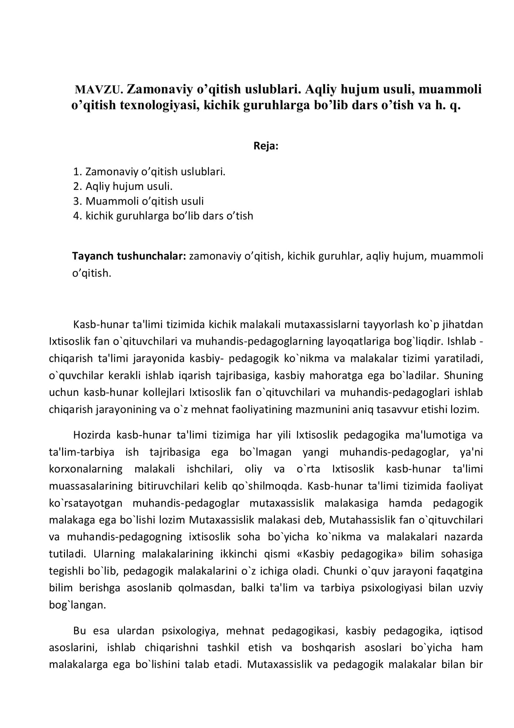 Zamonaviy o’qitish uslublari 2