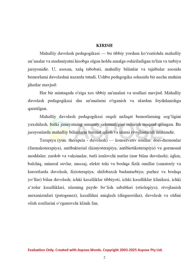 Mahalliy davolash pedagogikasi rivojlanishining asosiy bosqichlari 2