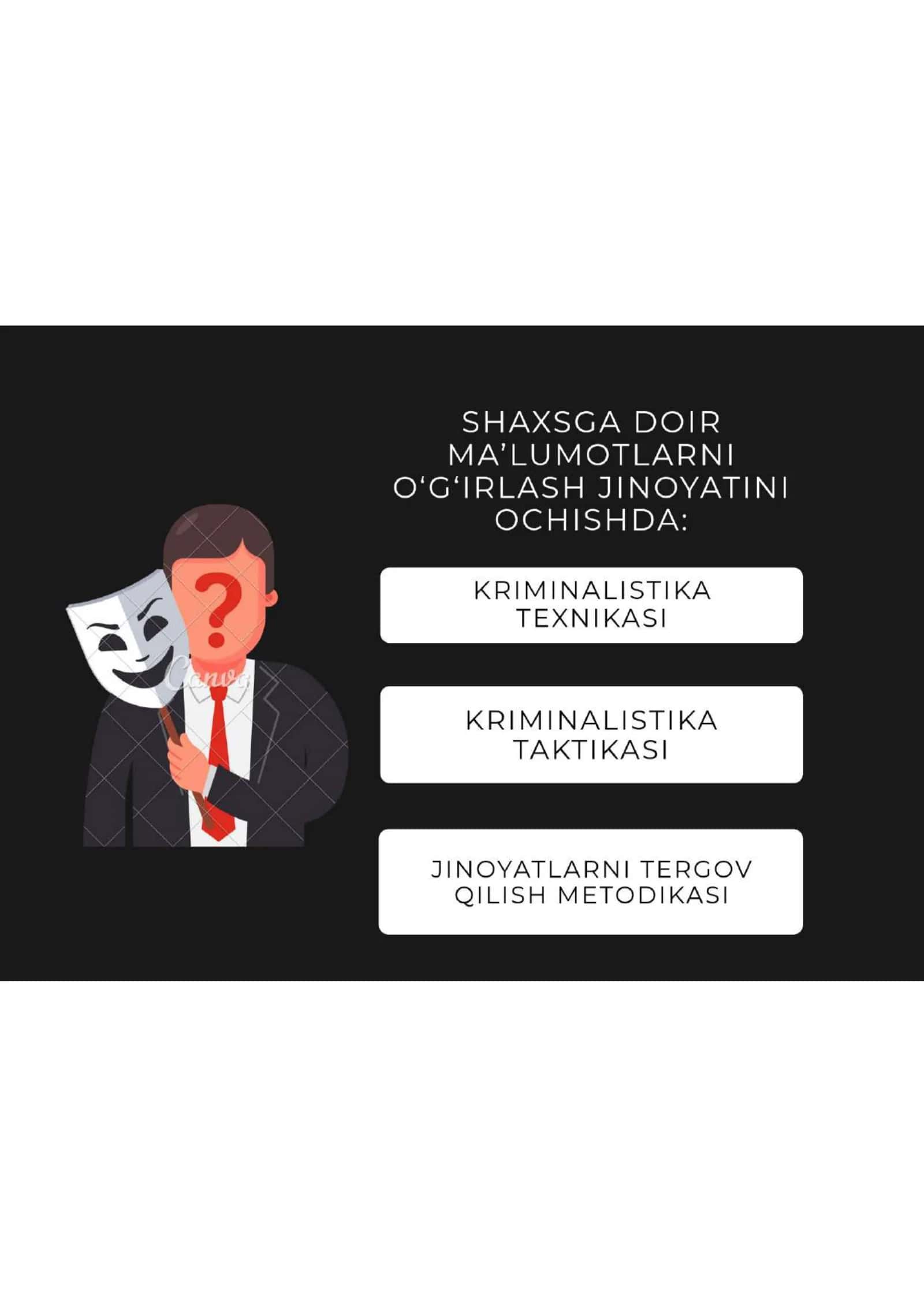 Shaxsga doir ma'lumotlarni o'g'irlash jinoyatini tergov qilish 2