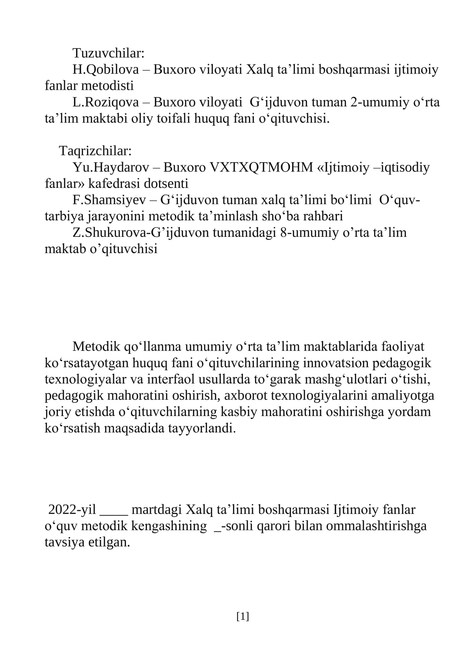 10-sinf Davlat va Huquq asoslari fanidan Huquqiy olam nomli to'garak mashg'ulotlari 2