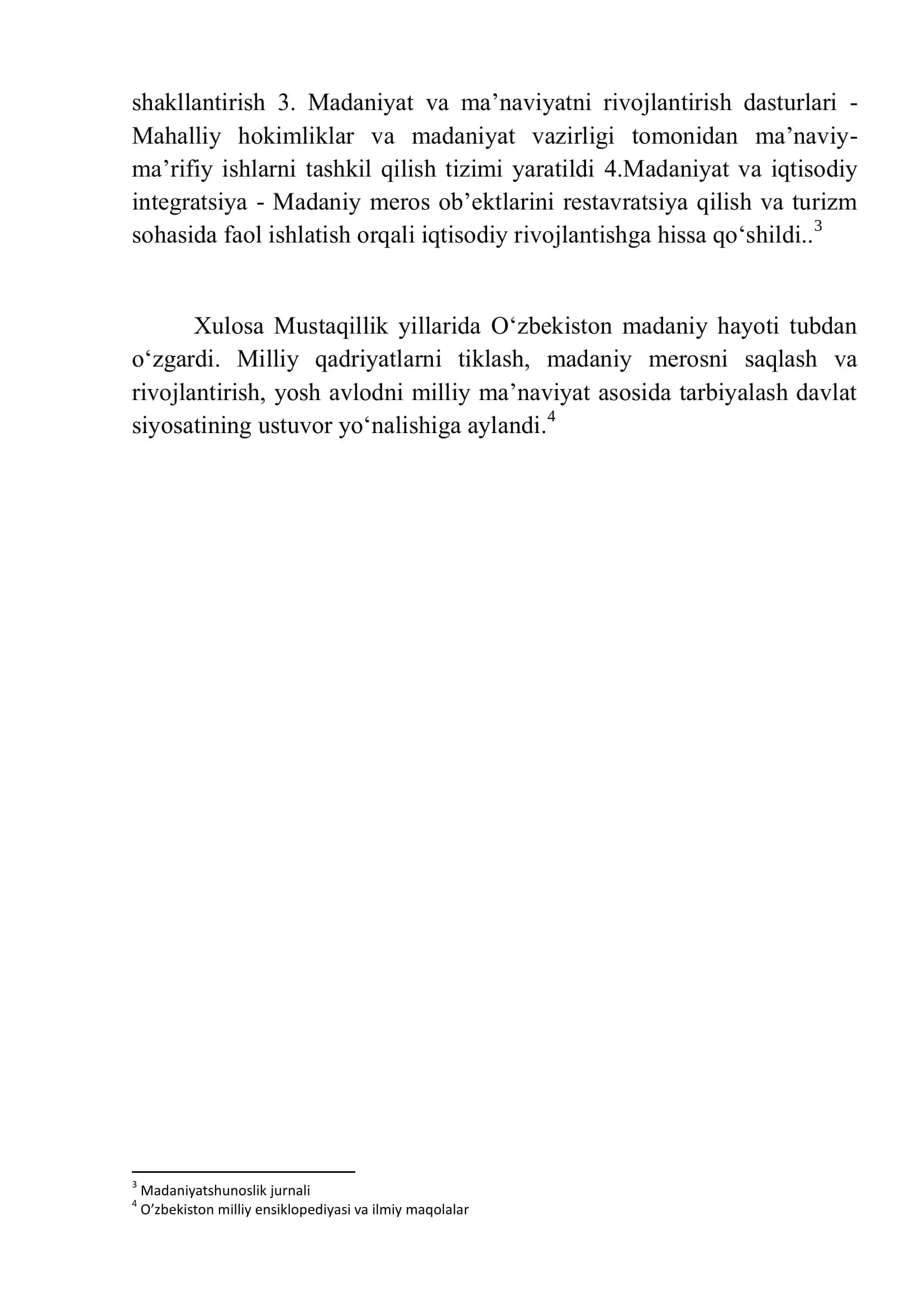O’zbekiston madaniy hayotida mustaqillik davrida yuz bergan  o’zgarishlar 2