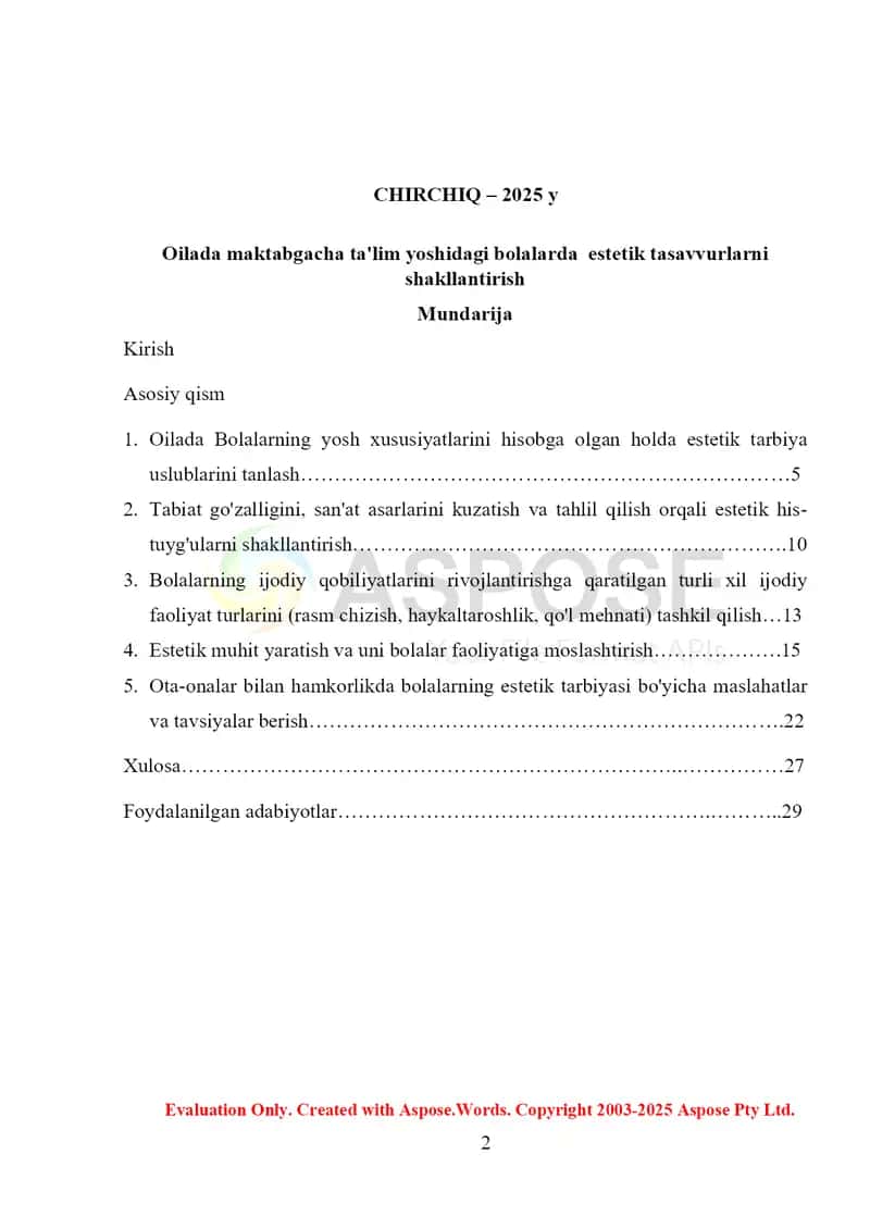 Oilada maktabgacha ta'lim yoshidagi bolalarda estetik tasavvurlarni shakllantirish 2
