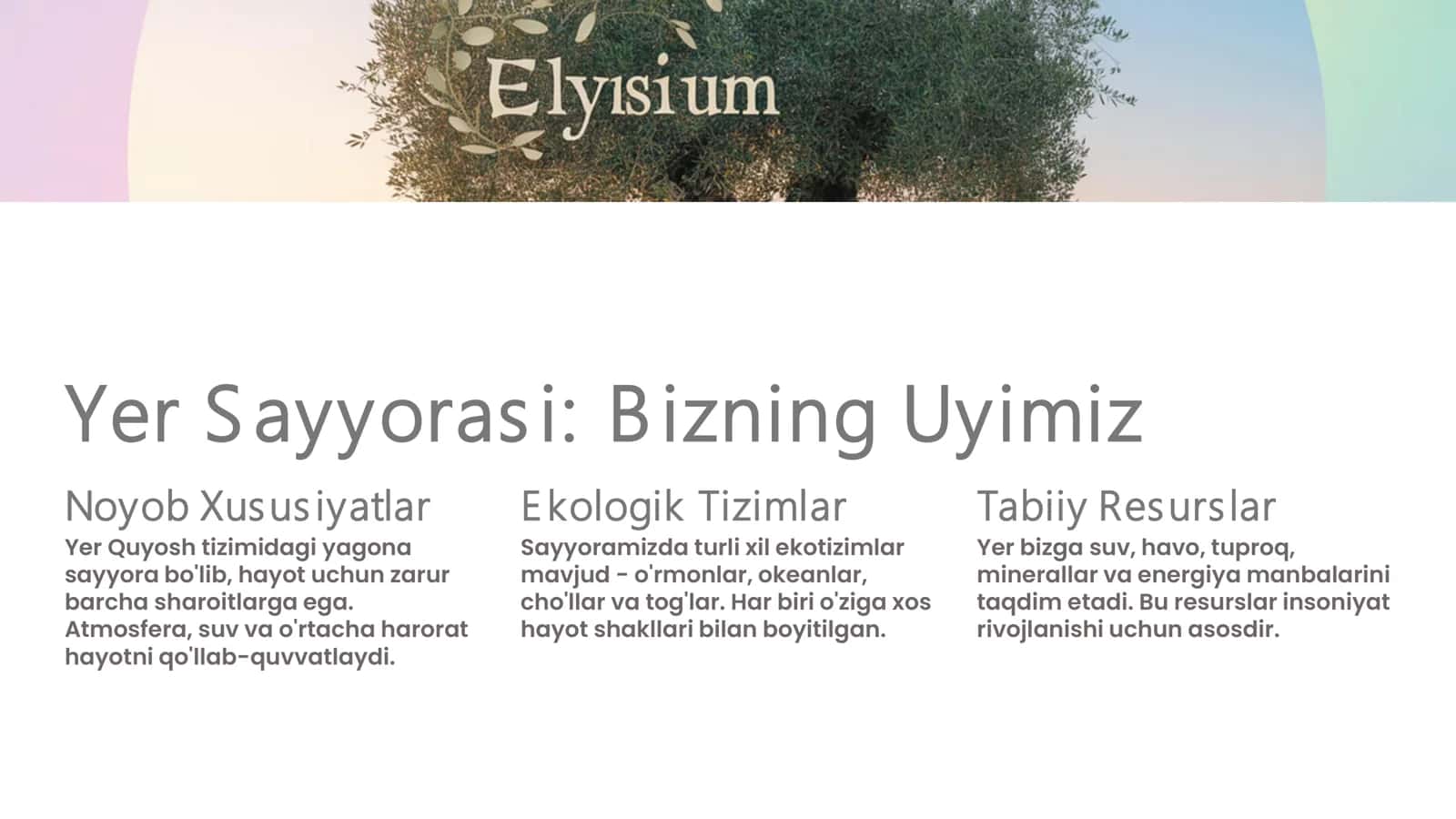 Yer Sayyorasi, Atrof-Muhit va Inson Harakati 2
