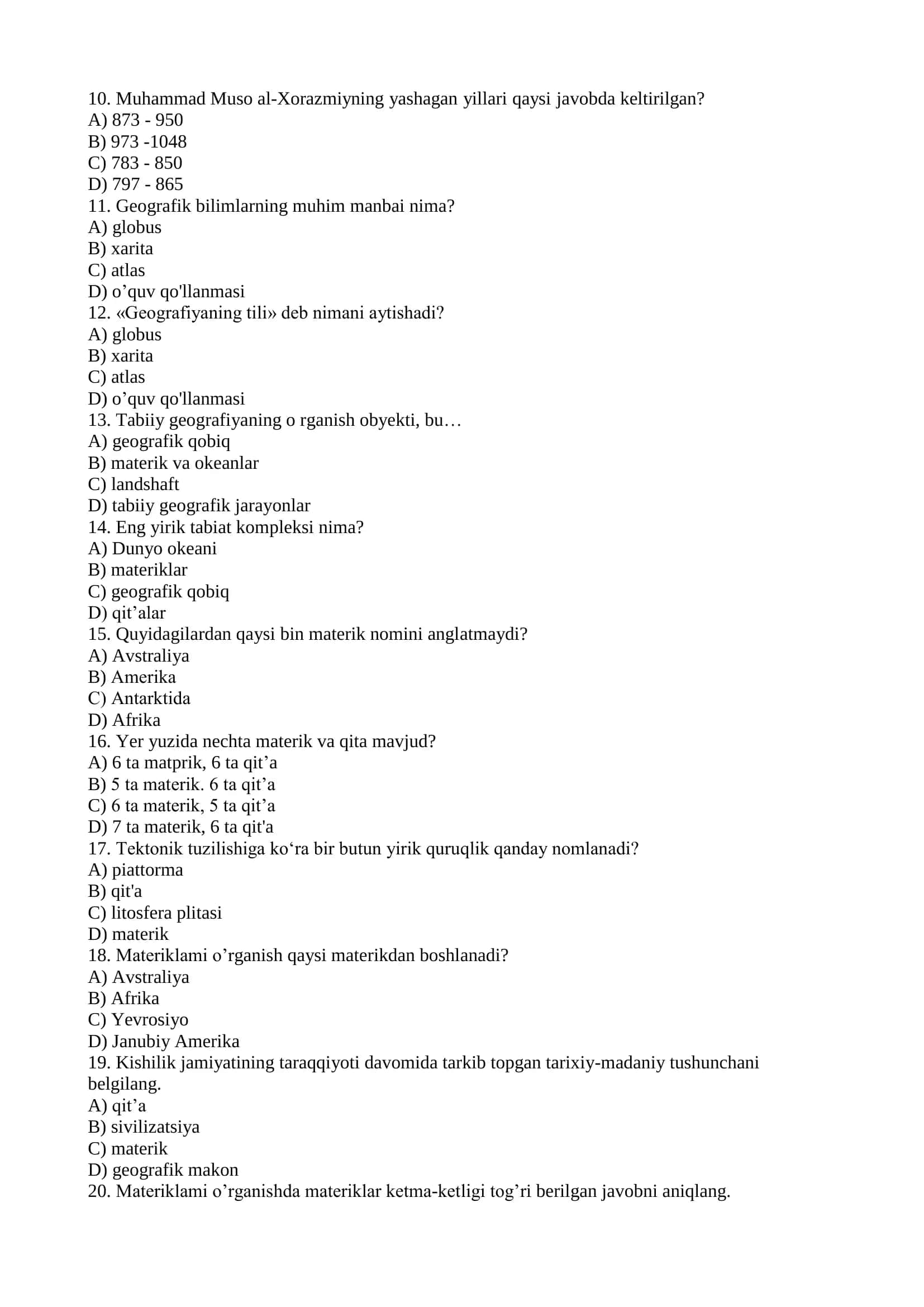 MATERIK VA OKEANLAR TABIIY GEOGRAFIYASI 2