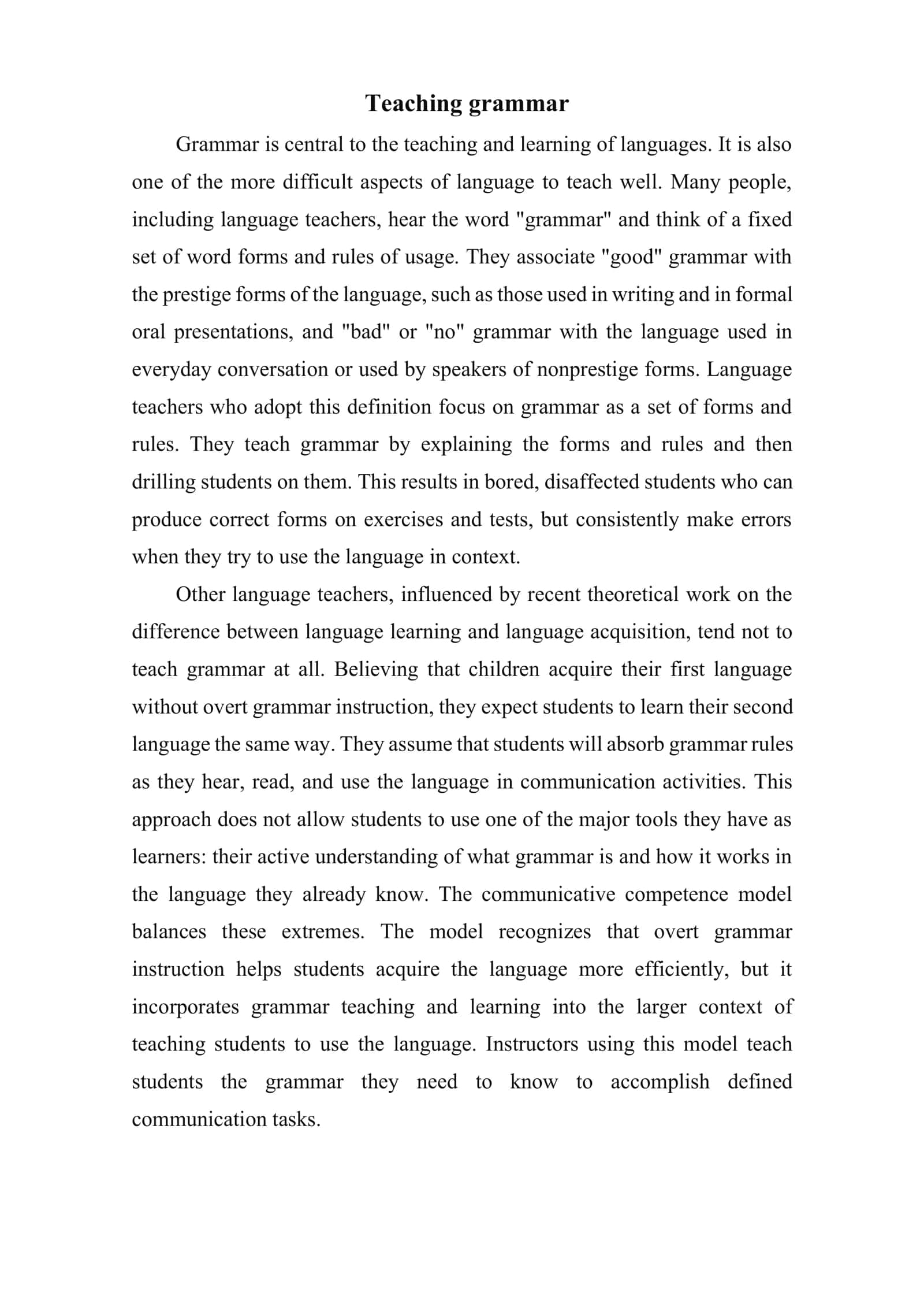 Investigating the learning and teaching of grammar 2