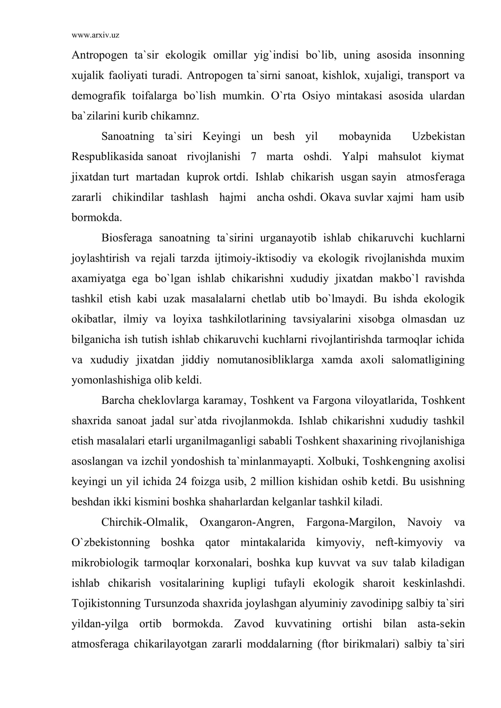 O'zbekiston sanoat markazlarida atmosfera havosining ifloslanish dinamikasi 2