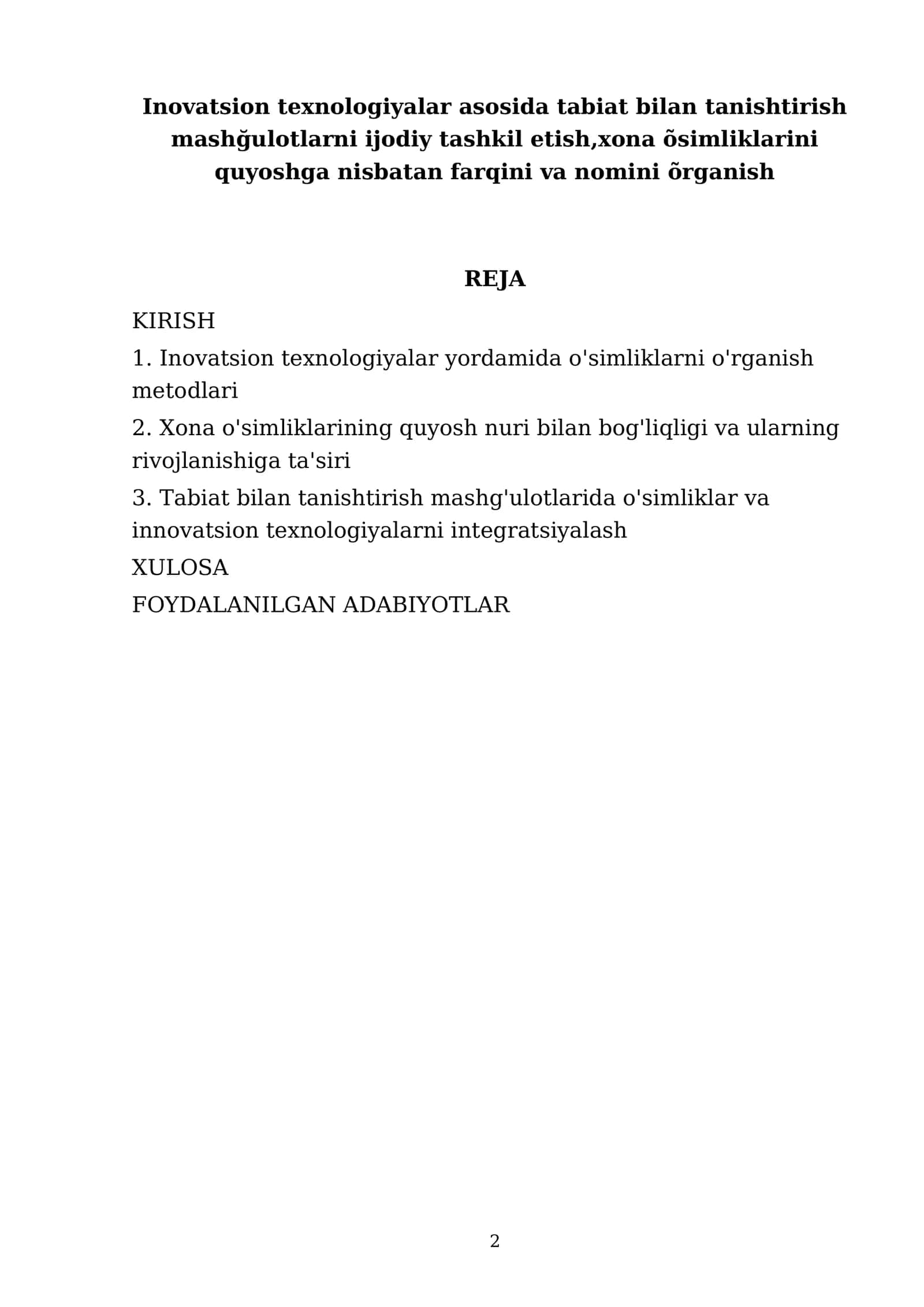 Inovatsion texnologiyalar asosida tabiat bilan tanishtirish mashğulotlarni ijodiy tashkil etish,xona õsimliklarini quyoshga nisbatan farqini va nomini õrganish 2