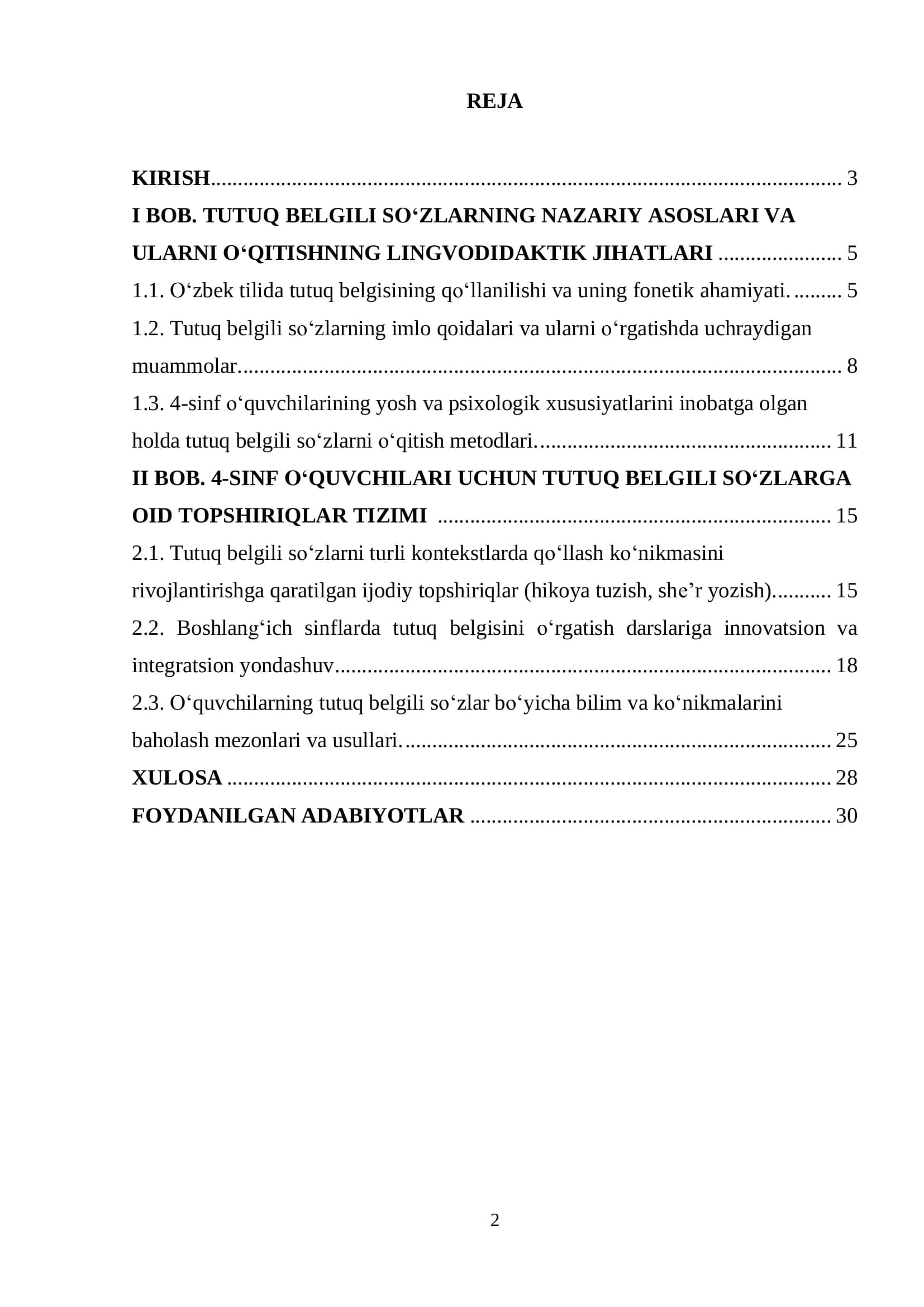 “Ona tili oʻqish savodxonligi va uni oʻqitish metodikasi” KURS ISHI 2