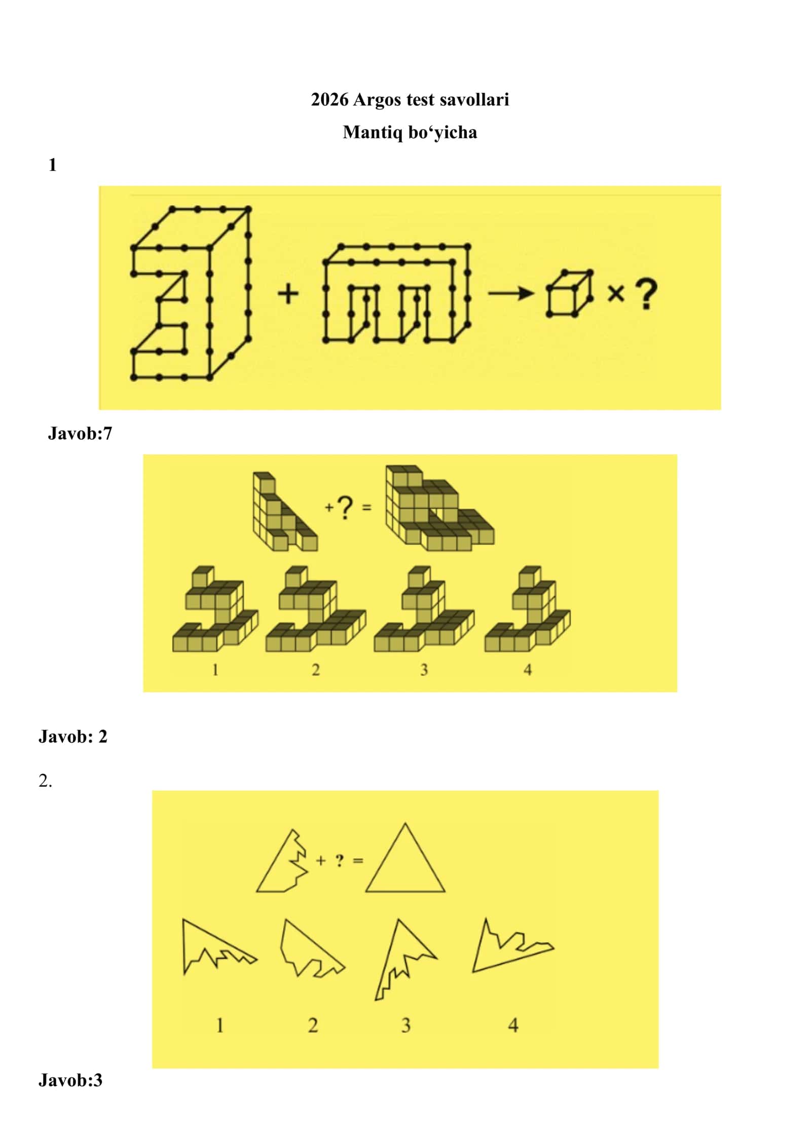 2026 Argos IQ test savollari javoblari 2