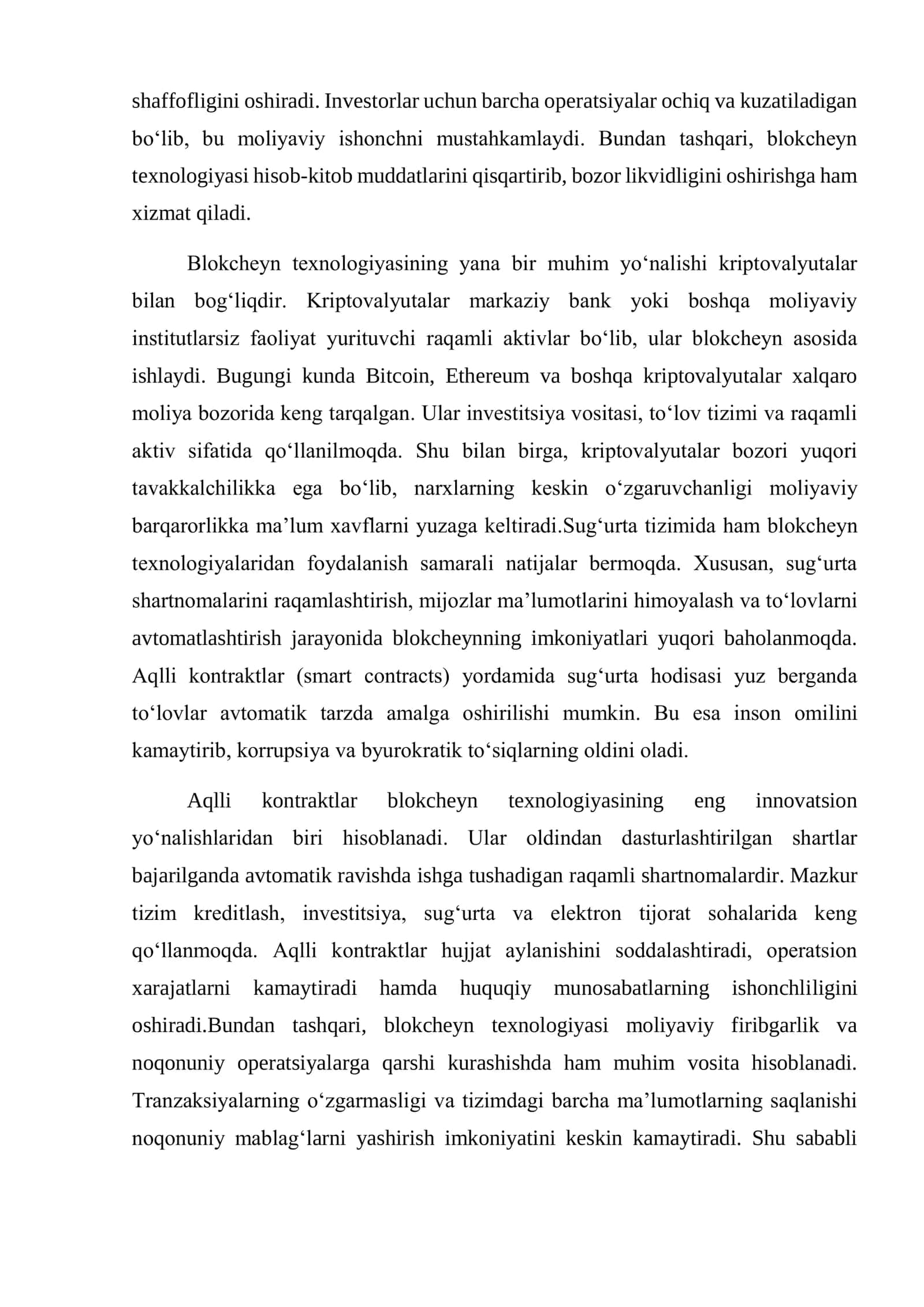 KRIPTOVALYUTALARNING AFZALLIK VA KAMCHILIKLARI 2