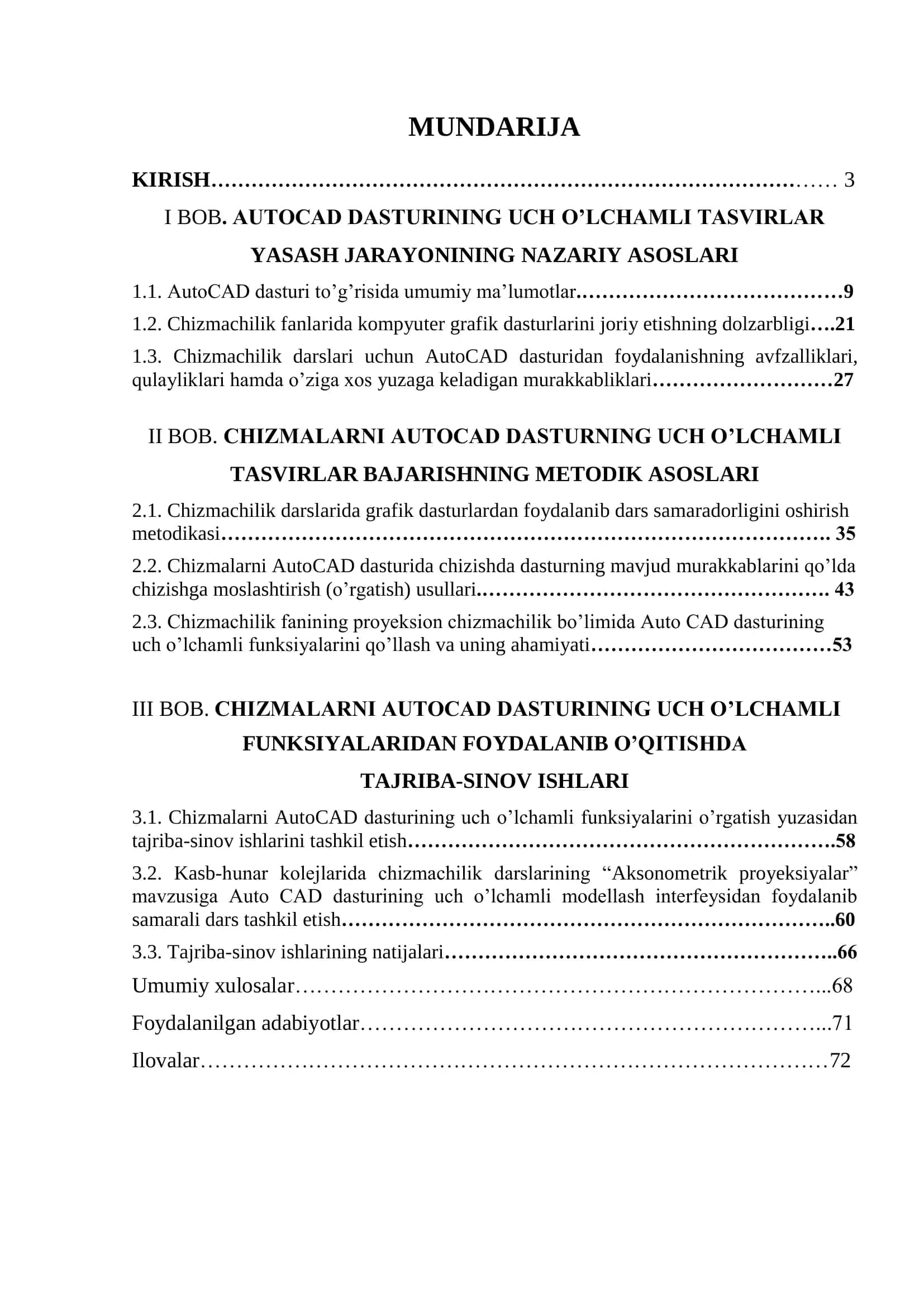 Chizmalarni Auto CAD dasturining uch o’lchamli funksiyalarini o’rgatish metodikasi 2