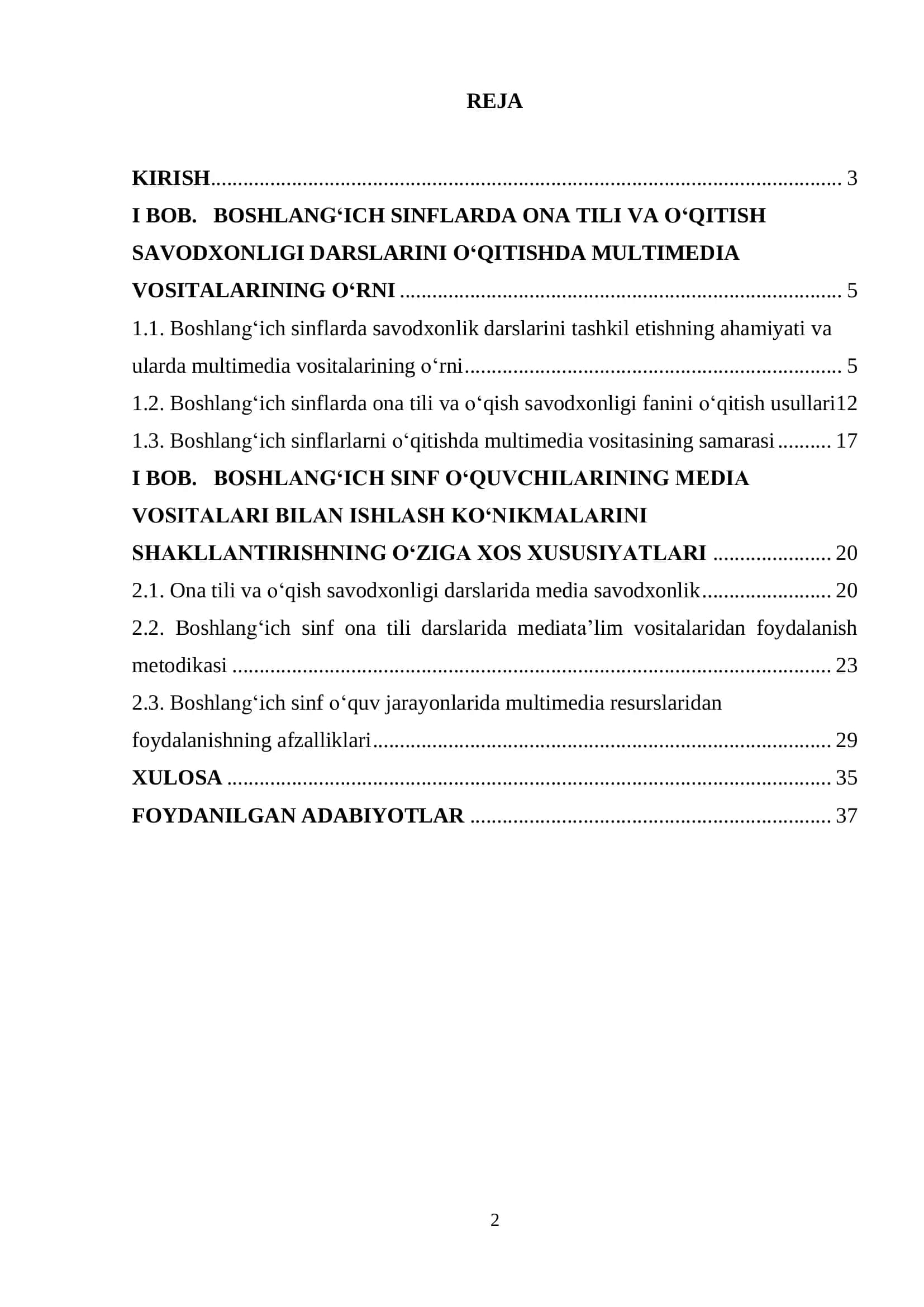 Ona tili o‘qish savodxonligi va uni o‘qitish metodikasi 2