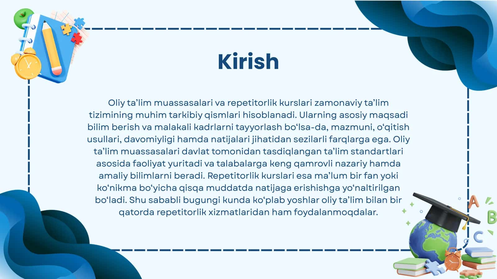 OLIY TA'LIM VA KURSLARDAGI FARQLAR 2
