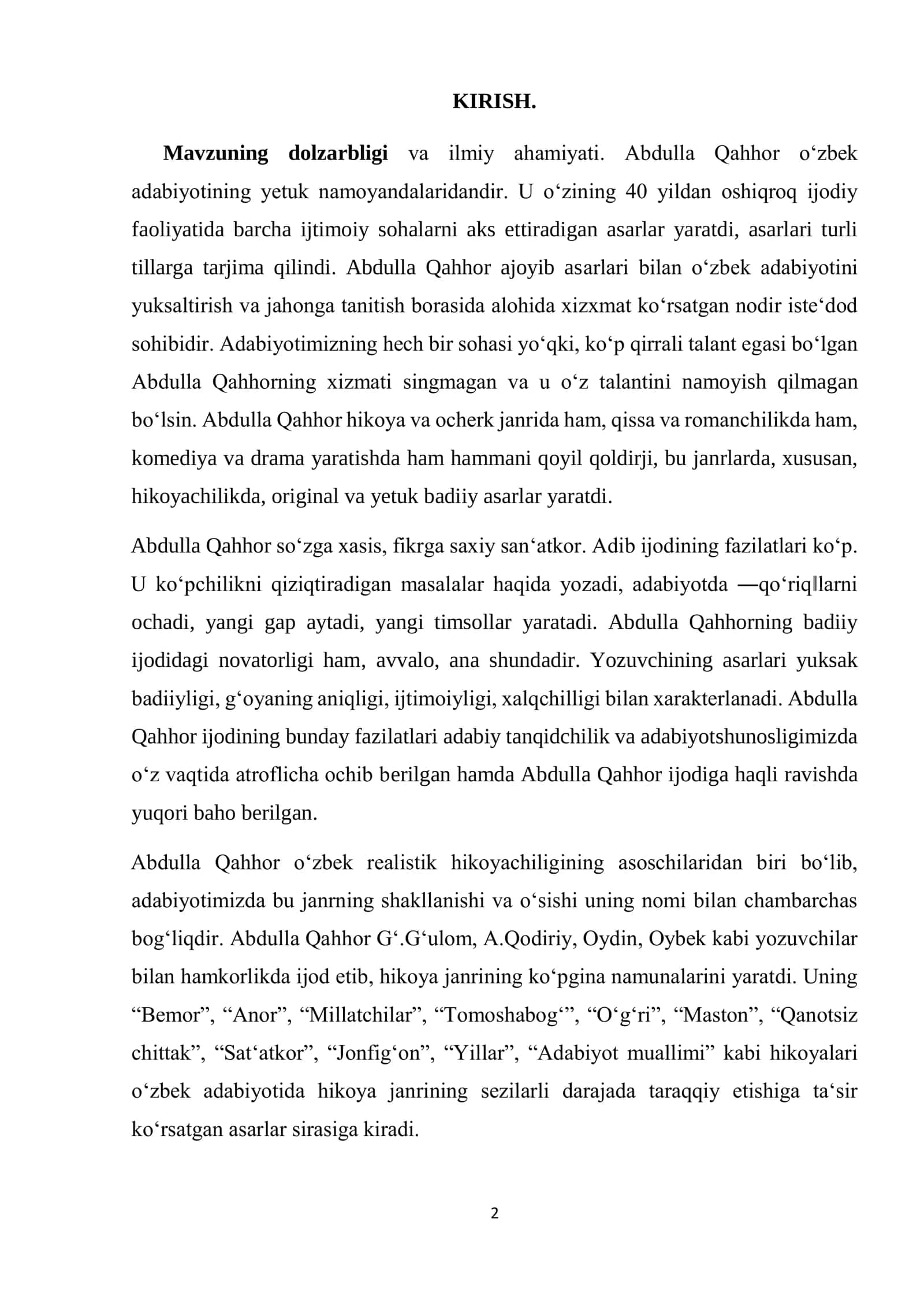 ABDULLA QAHHORNING HIKONAVISLIK MAHORATI 2