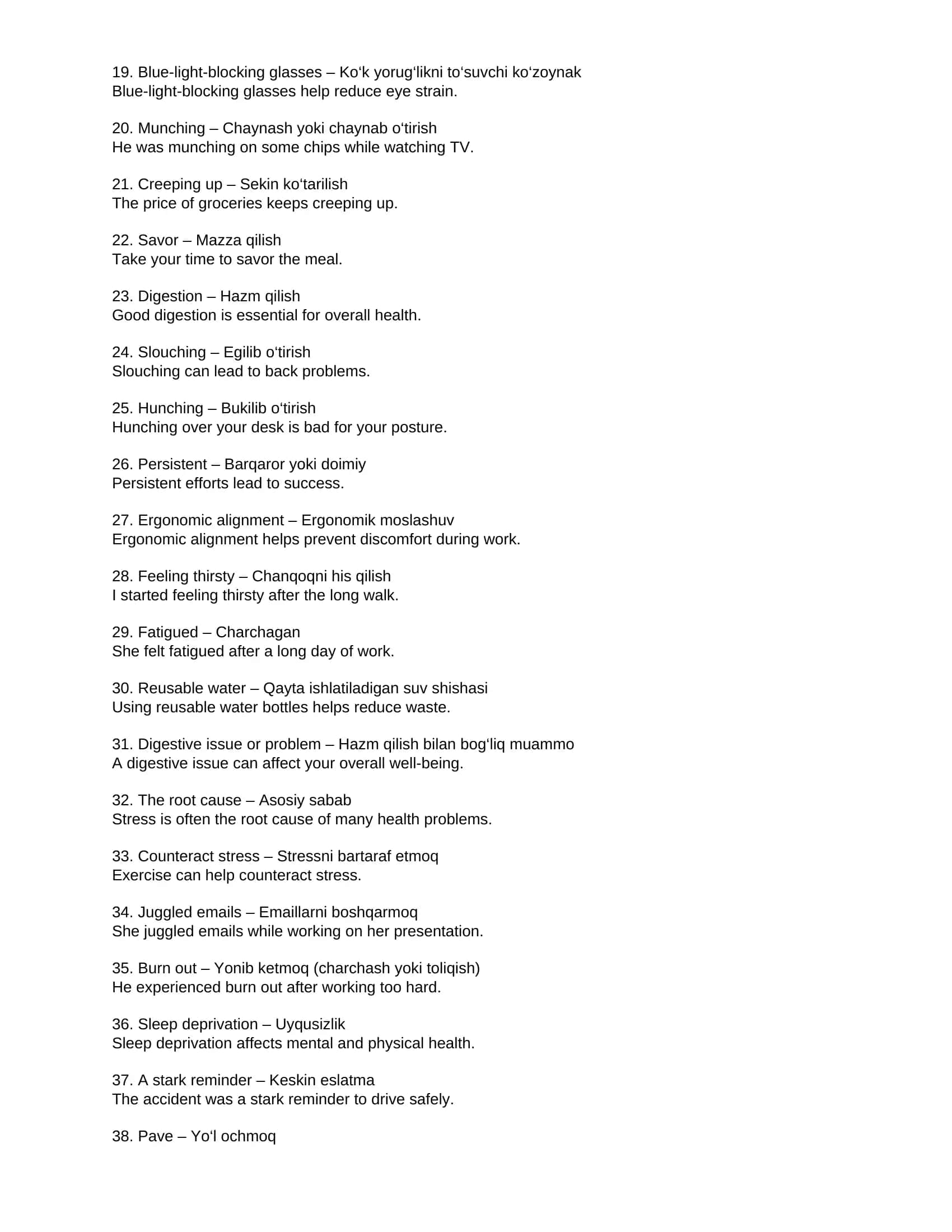 English to Uzbek Terms 2