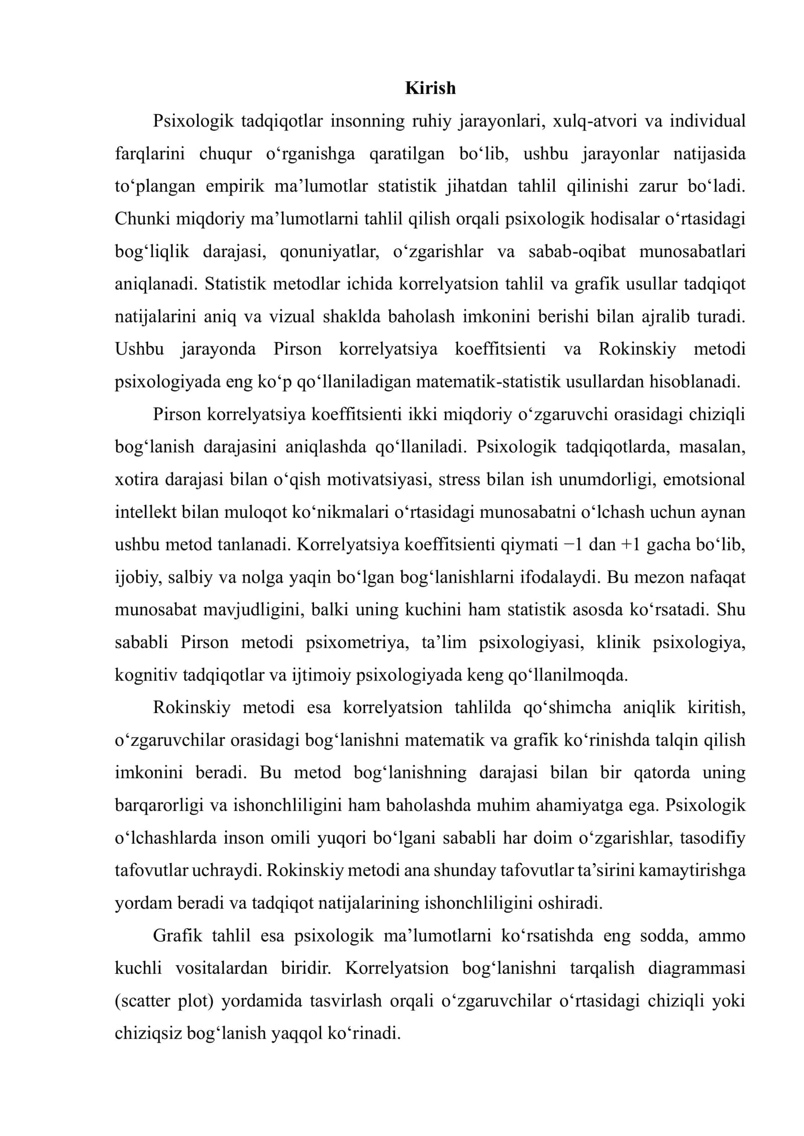 PIRSON VA ROKISKIY METODLARI. GRAFIK USULDA TAHLIL 2