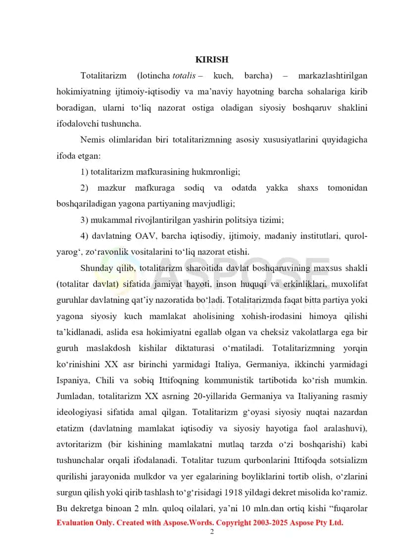 Totalitar-avtoritar mafkuralar mohiyati va vujudga kelish sabablari 2
