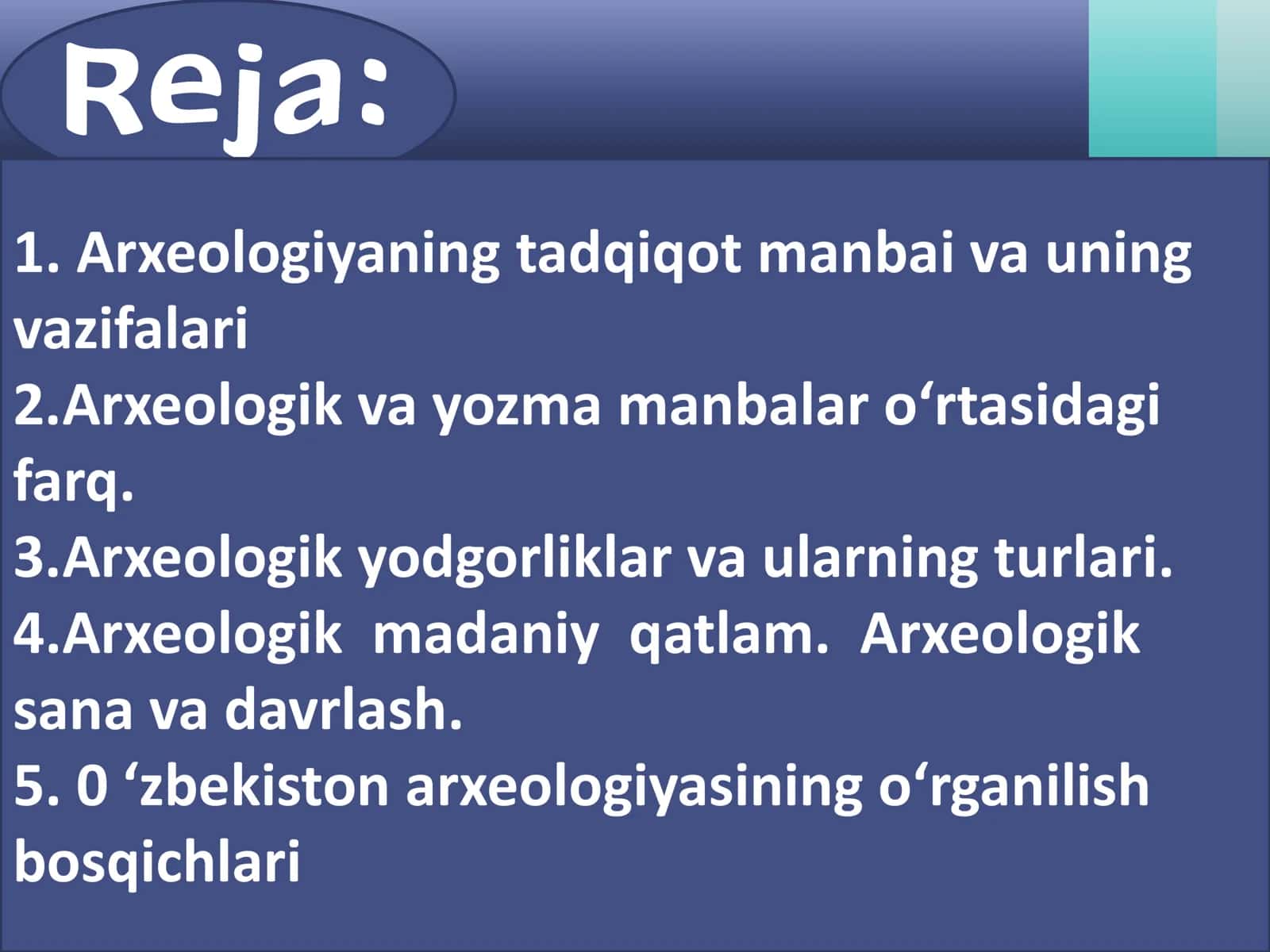 Arxeologiya: Ma’lumotlar bazasi 2