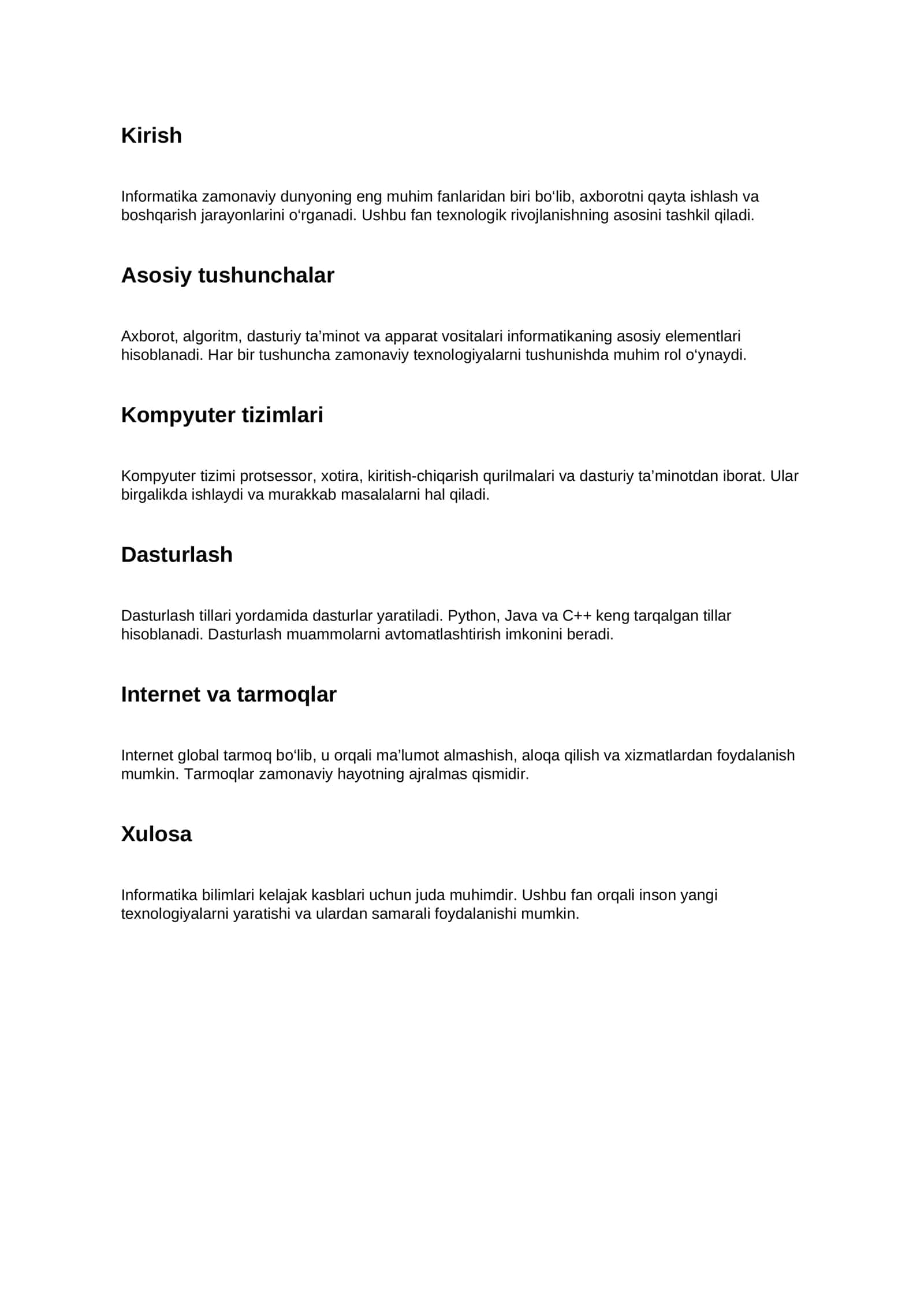 Kompyuter va axborot texnologiyalari 2