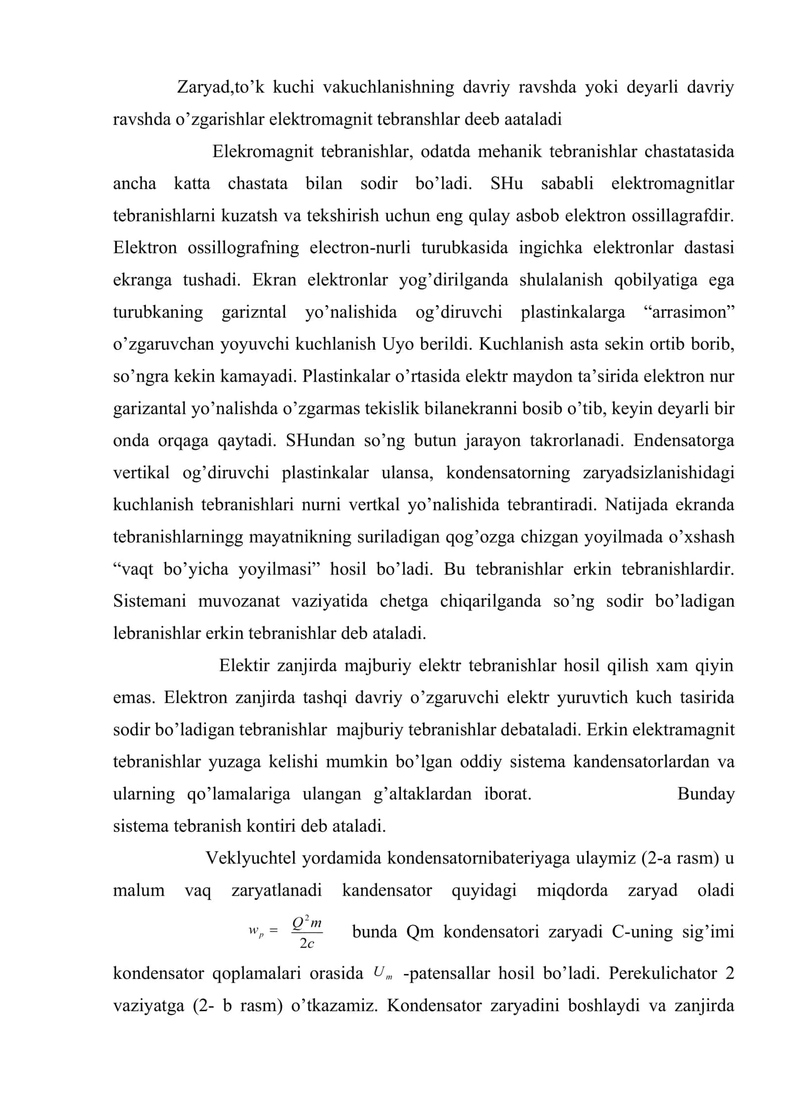 Elektromagnit tebranishlar va ularning qo’llanishi 2