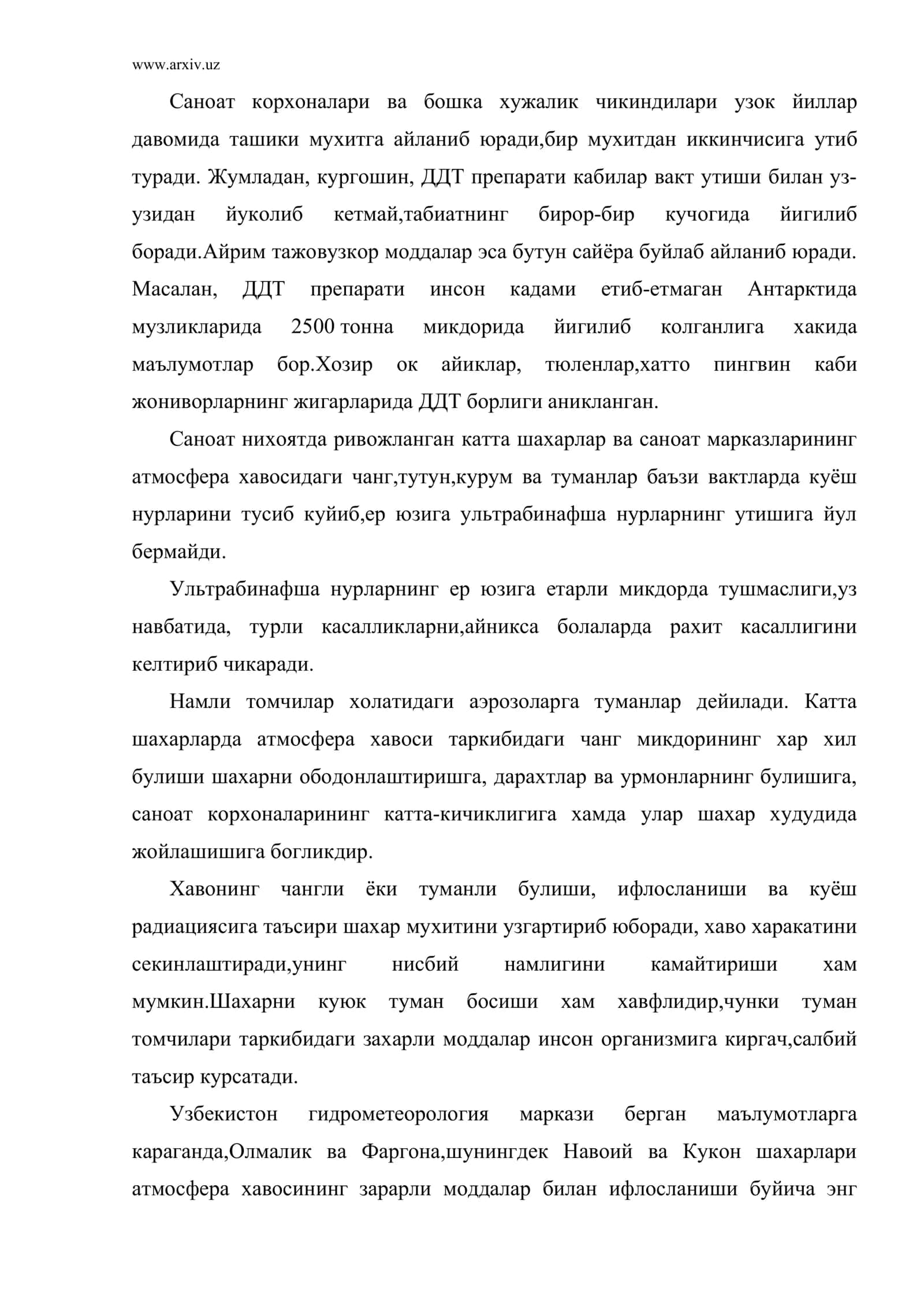 Ифлосланган атмосфера хавосининг инсон соглигига таъсири 2