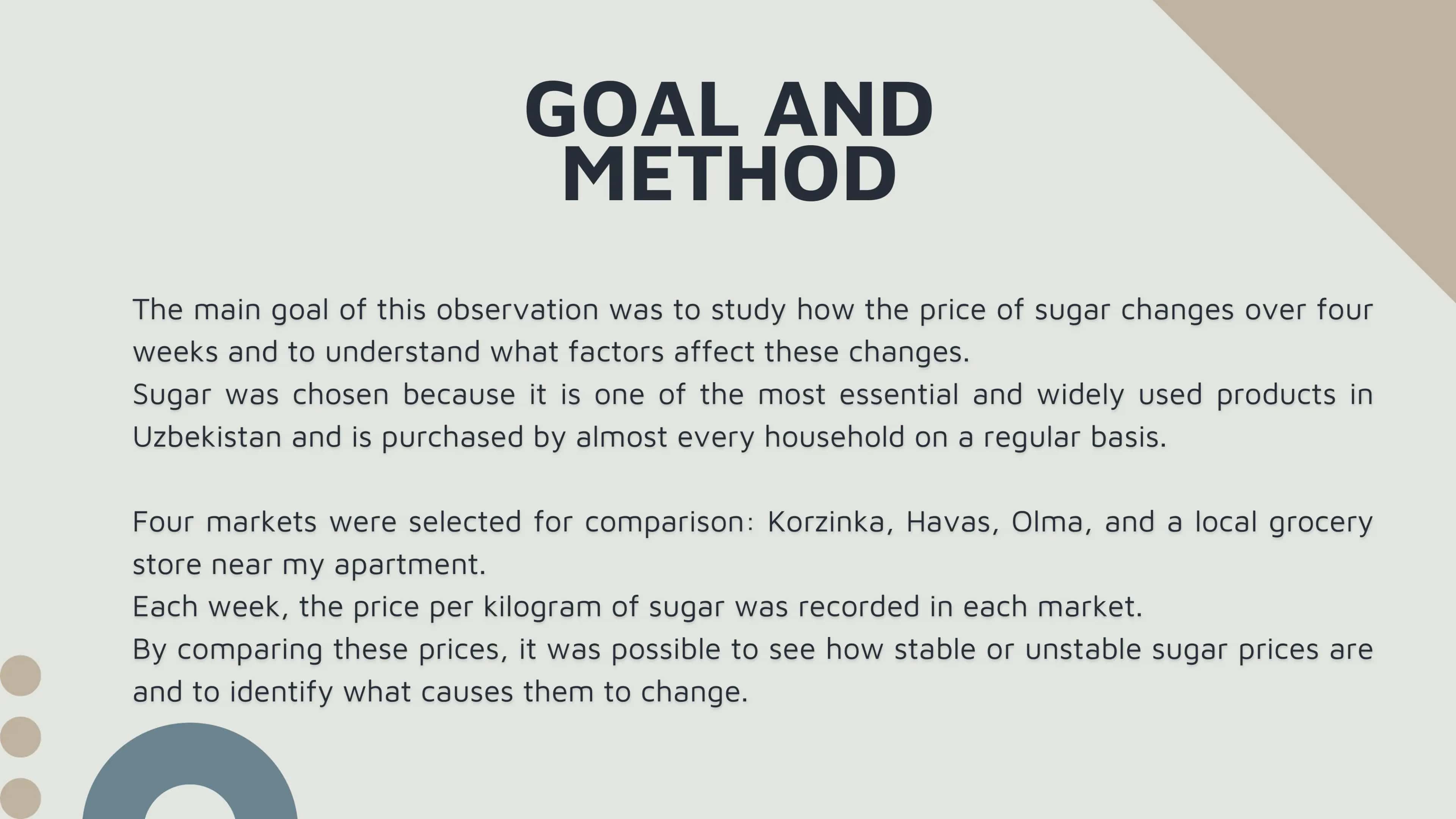 Sugar Price Observation in 4 Markets (4 Weeks) 2