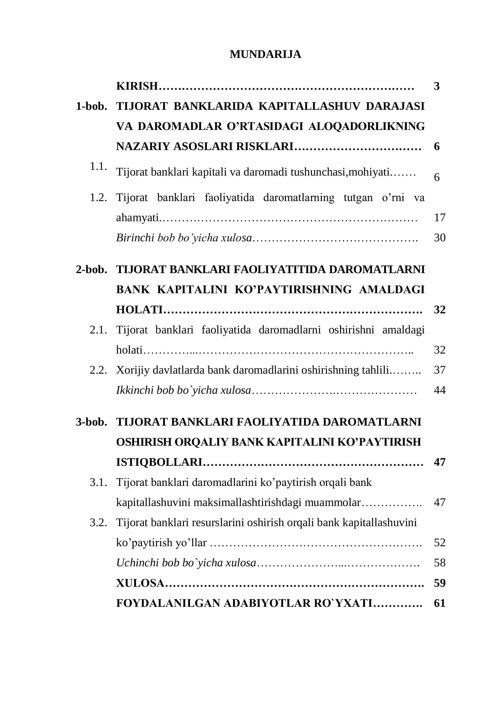 TIJORAT BANKLARIDA KAPITALLASHUV DARAJASI VA DAROMADLAR O’RTASIDAGI ALOQADORLIKNING NAZARIY ASOSLARI RISKLARI 2