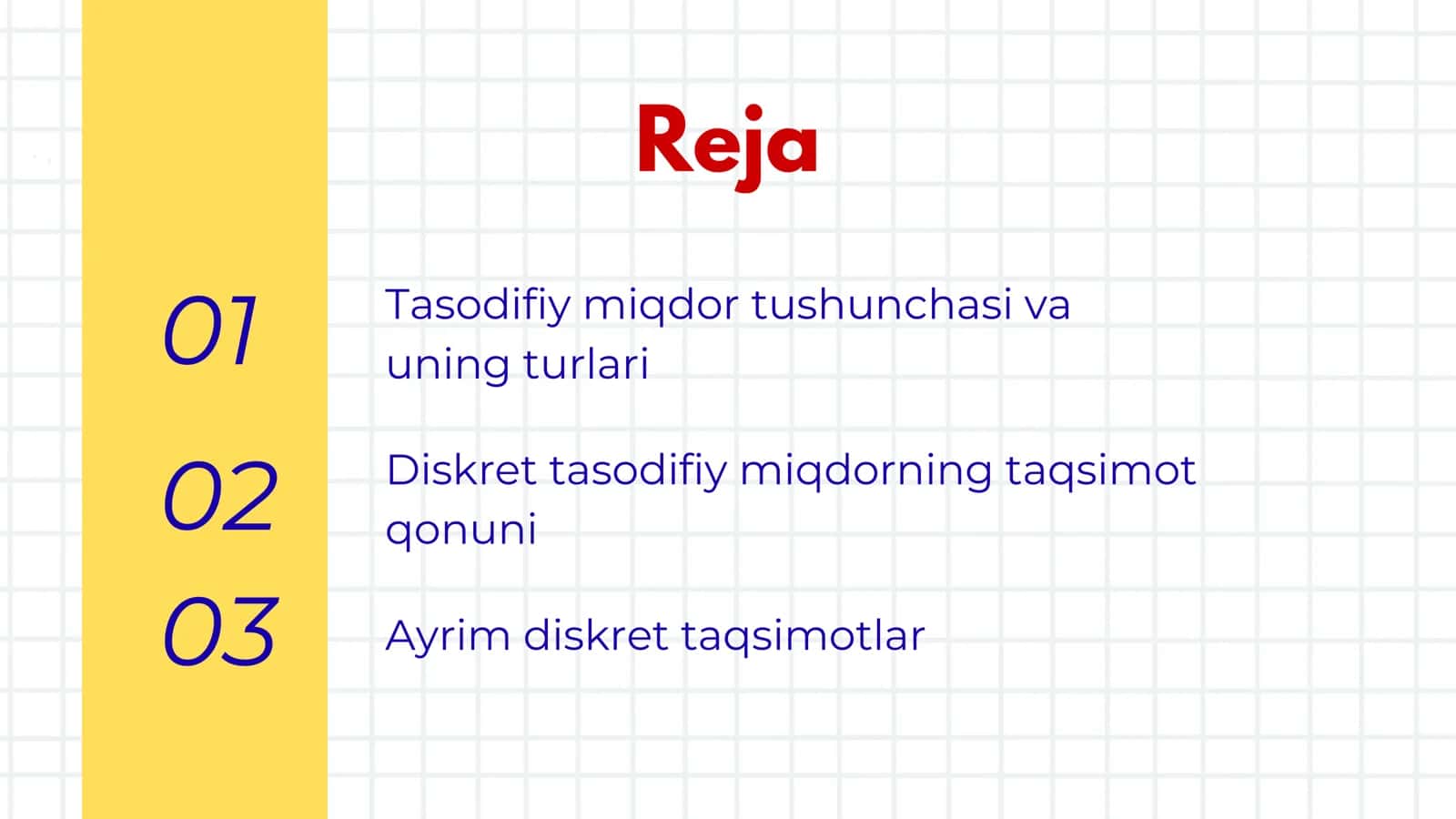 Tasodifiy miqdorlar va taqsimot funksiyalar 2