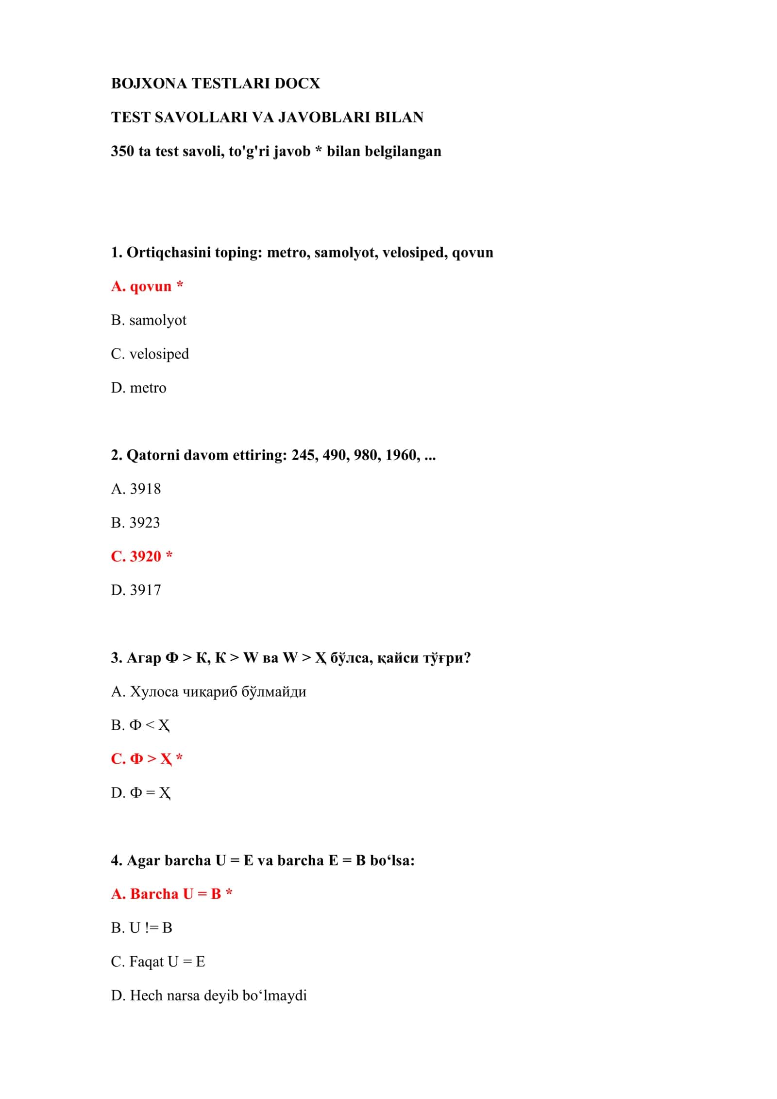 BOJXONA TESTLARI DOCX 2