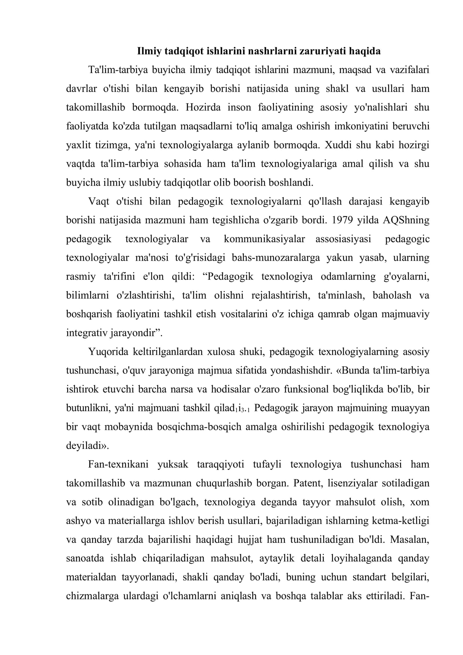 Ilmiy tadqiqot ishlarini amalga oshirish va yakuniy natijalari 2