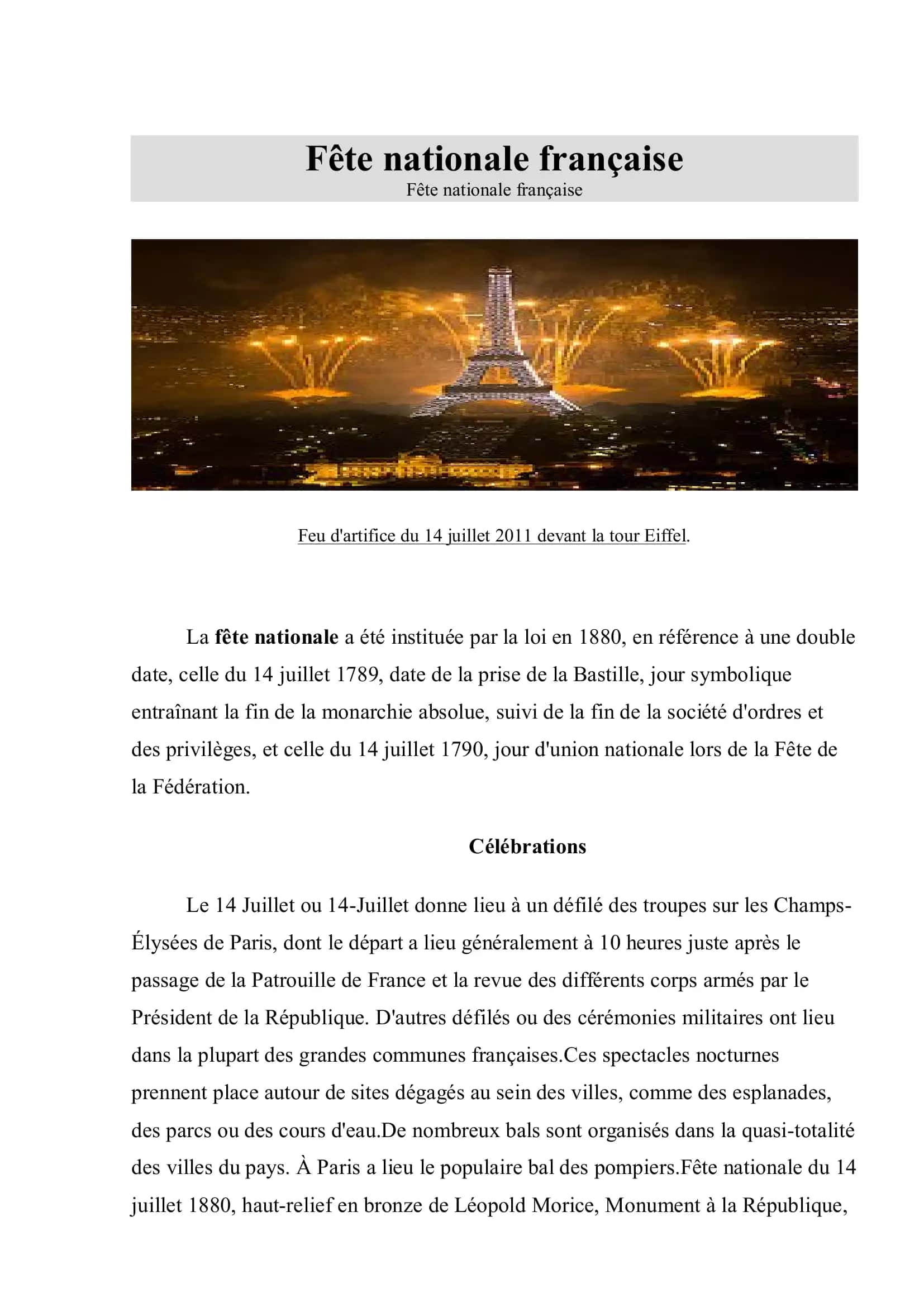 LA FETE NATIONALE DE LA FRANCE 2