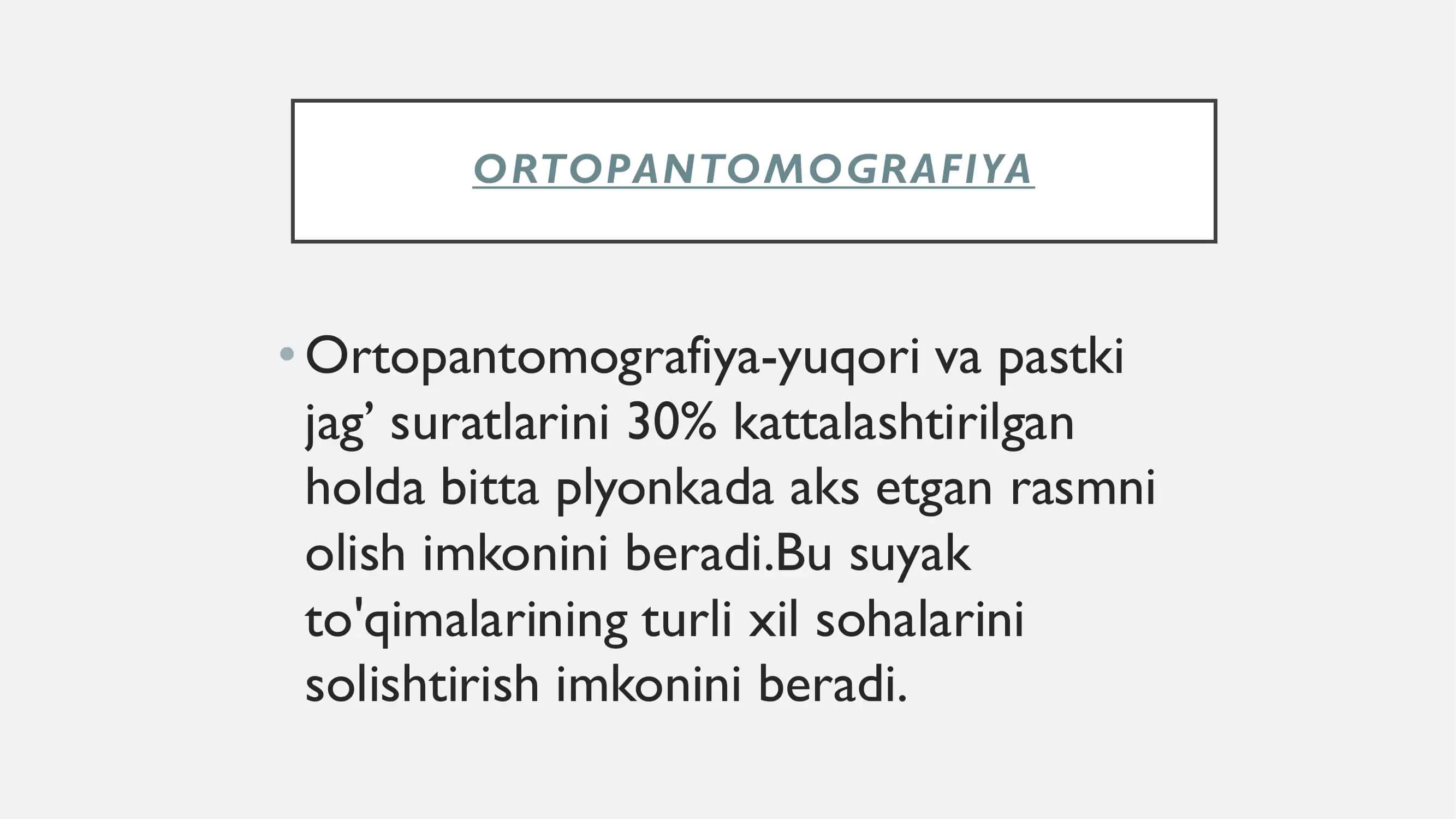Temporamandibulyar bo'g'imning diagnostikasi uchun turli xil nurlanish usullarining qiyosiy tavsiflari 2