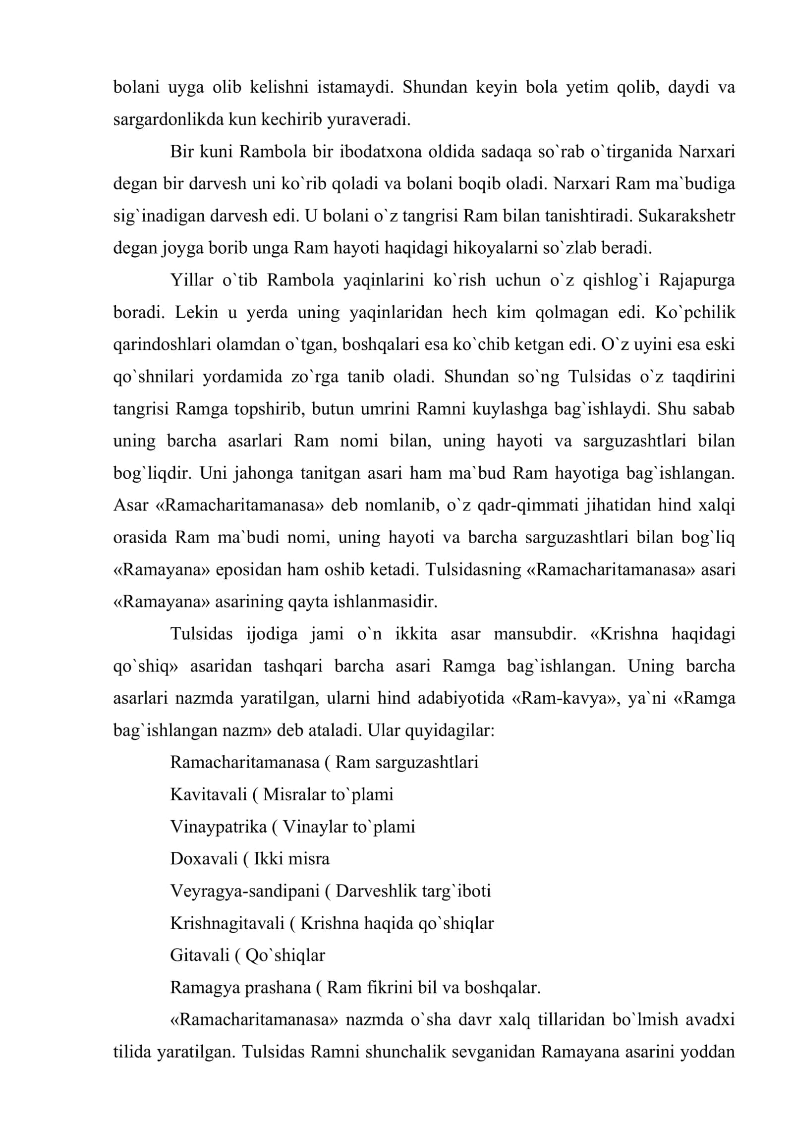 Ram Bxakt shoir Tulsidas ijodi 2