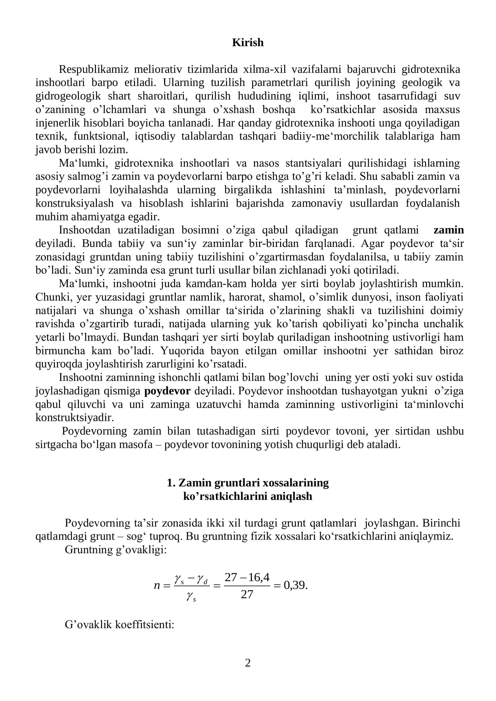Gruntlar mexanikasi zamin va poydevorlar 2