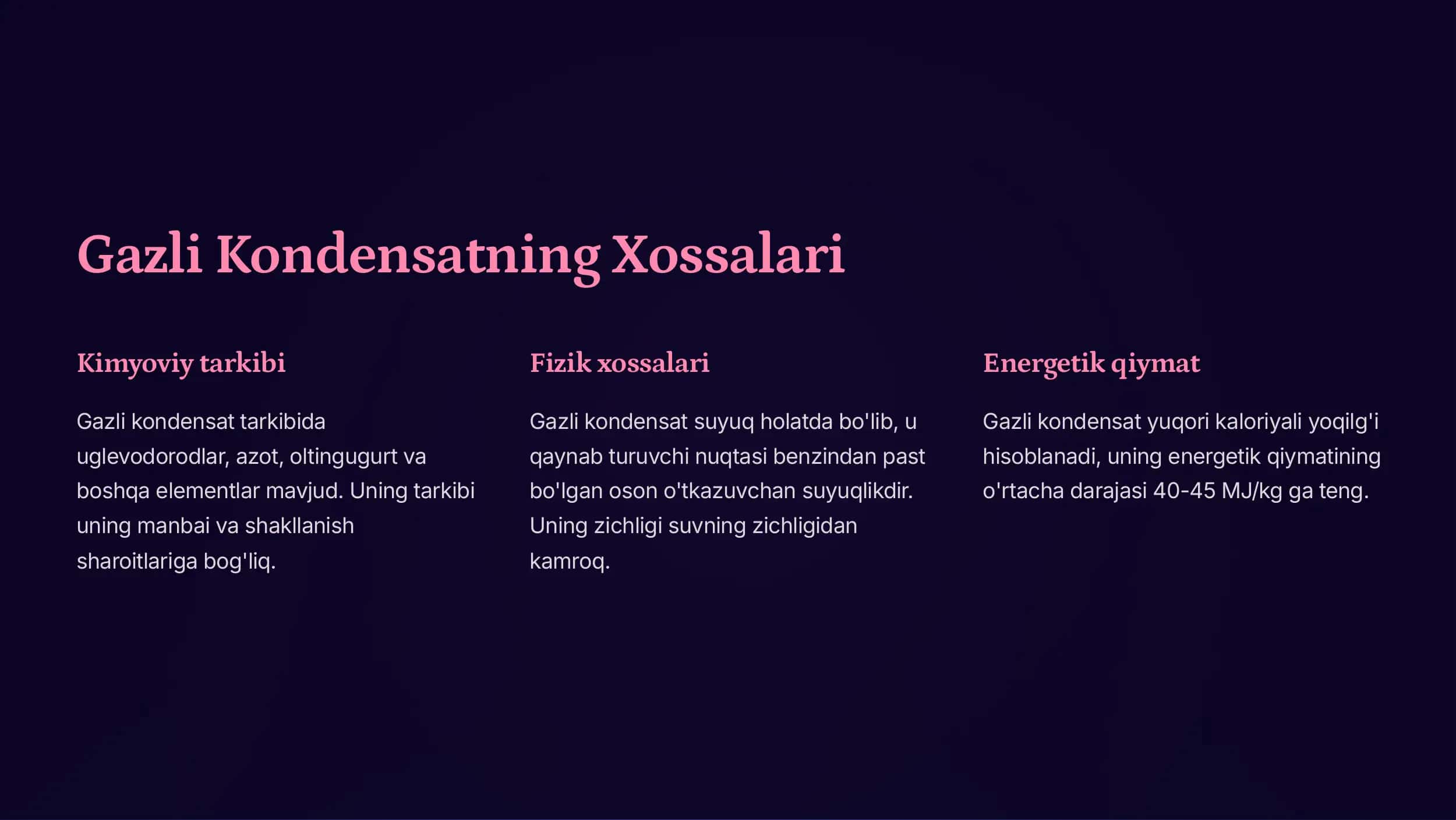 Gazli Kondensat Muqobil Yoqilg'i Manbai 2