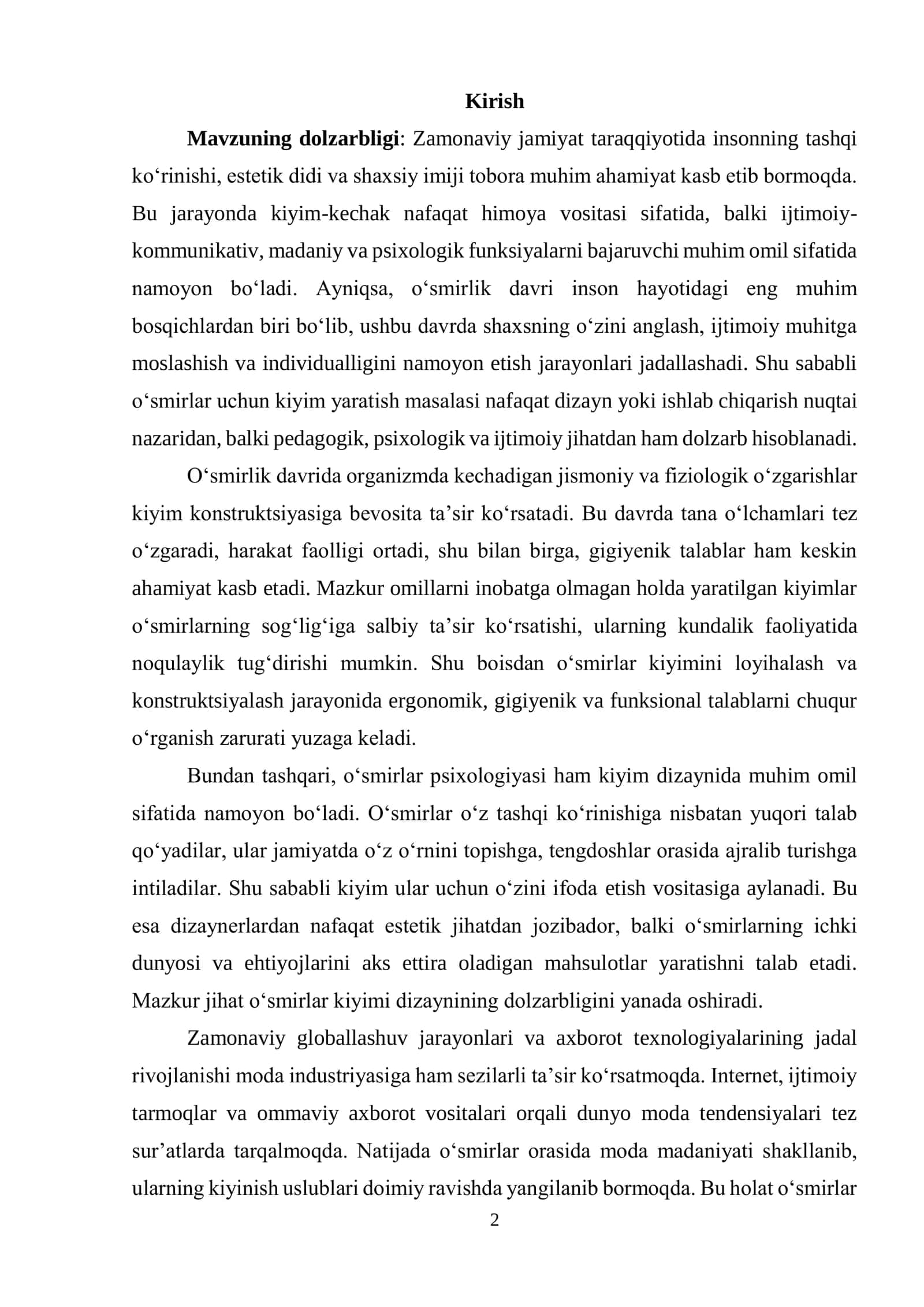 O‘SMIRLAR UCHUN KIYIM DIZAYNI 2