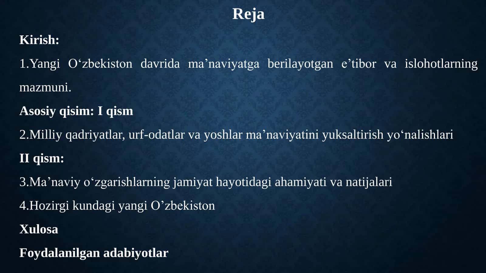 Yangi O‘zbekistonda amalga oshirilayotgan ma'naviy oʻzgarishlar 2
